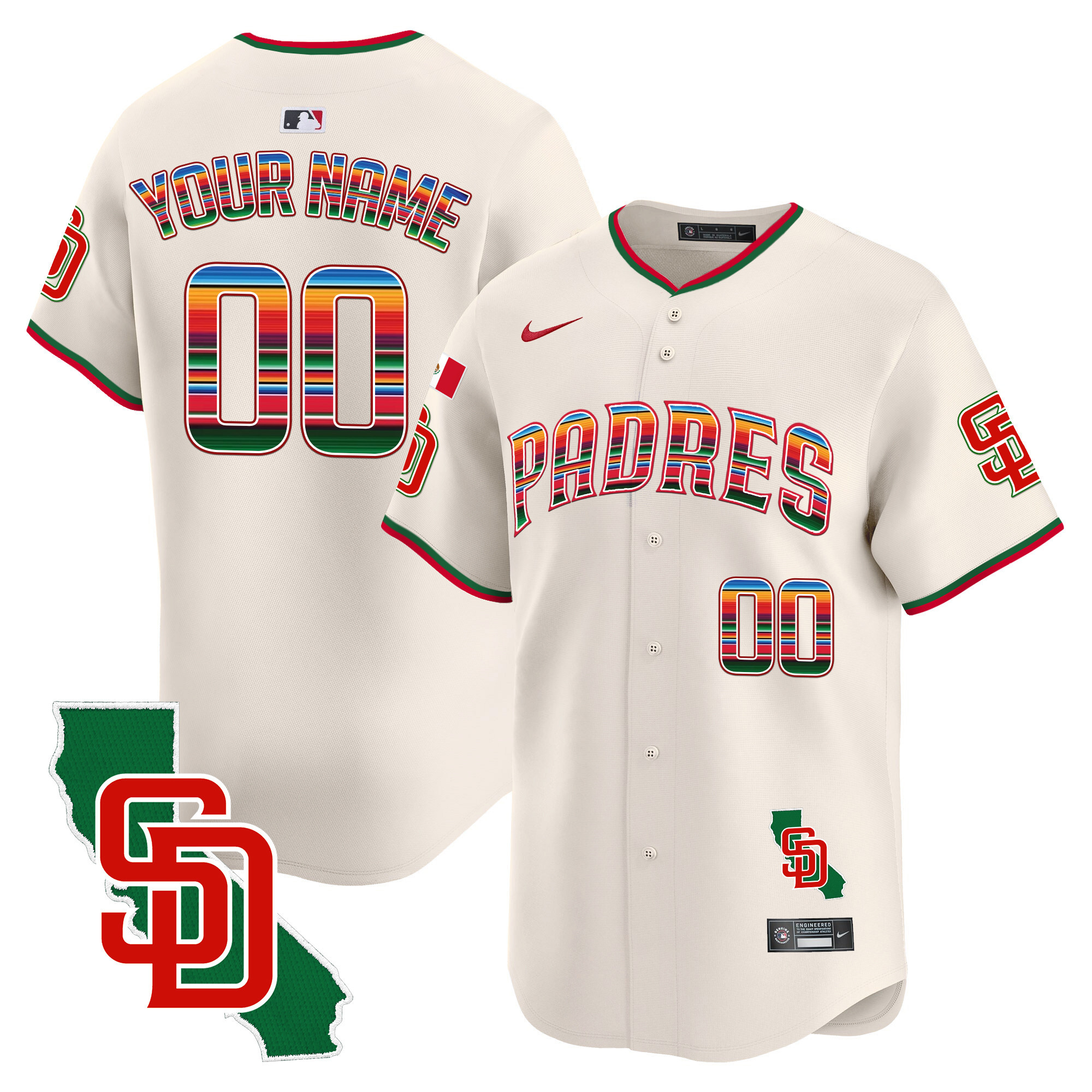 Padres Mexico California Patch Vapor Premier Limited Custom Jersey V3 – All Stitched