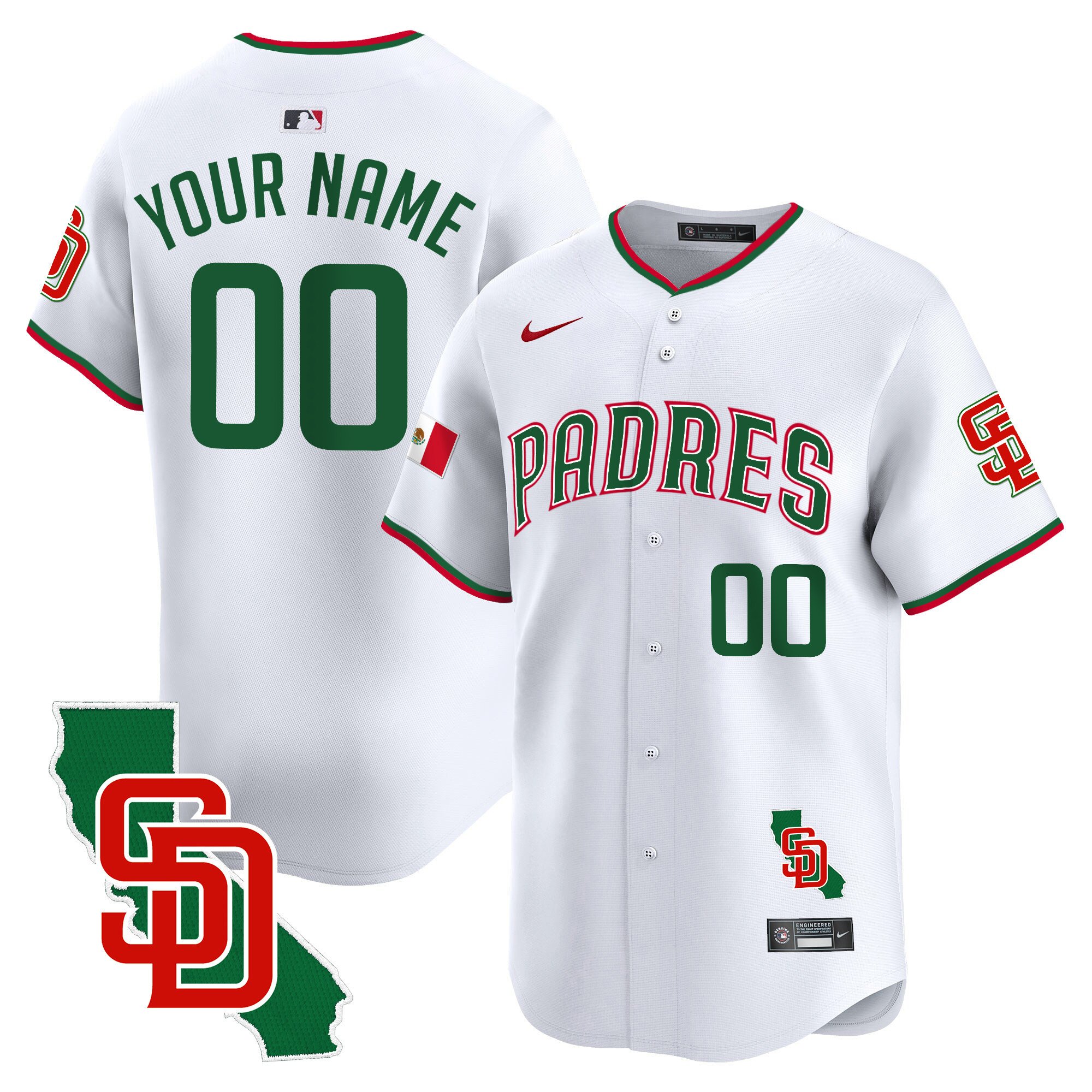 Padres Mexico California Patch Vapor Premier Limited Custom Jersey V5 – All Stitched