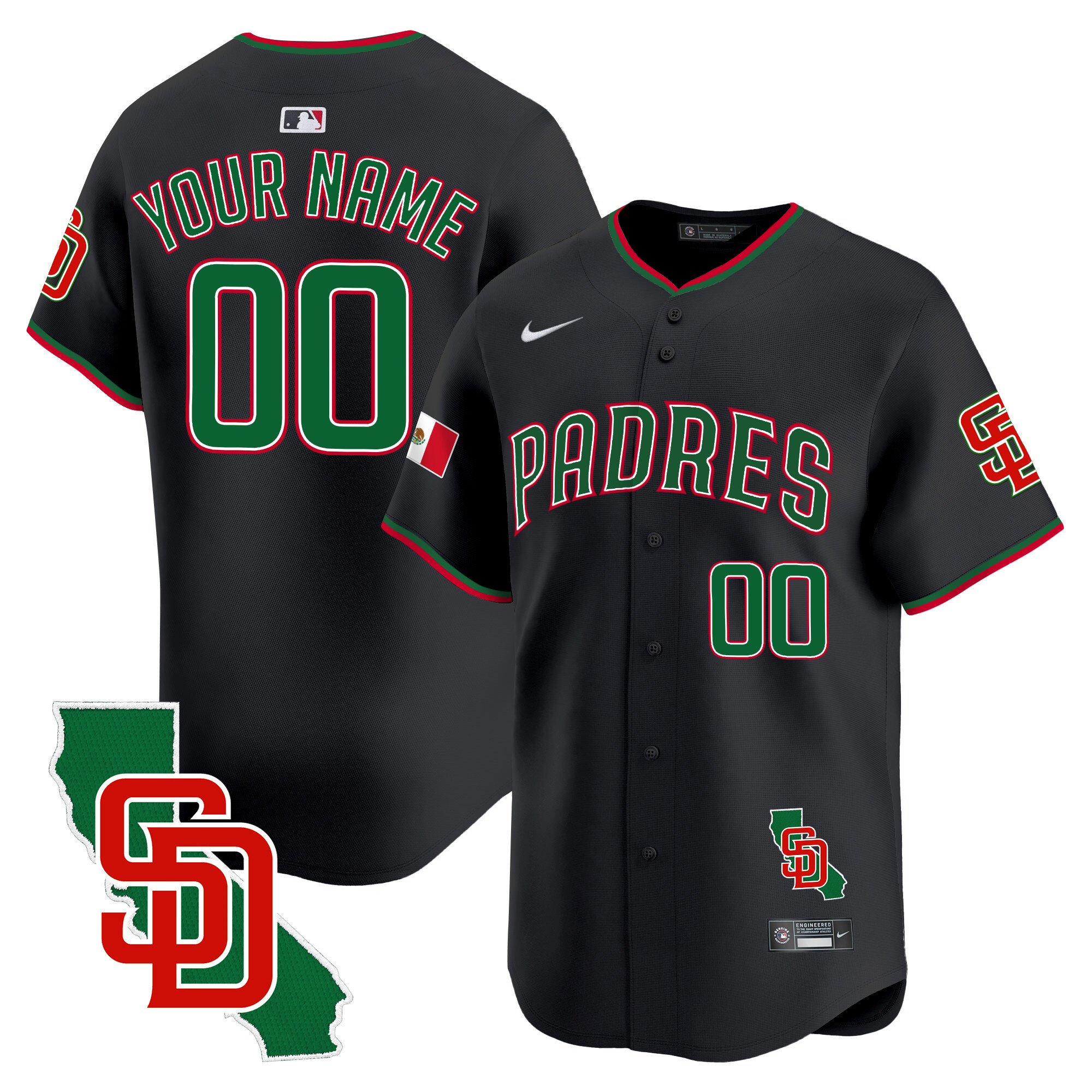 Padres Mexico California Patch Vapor Premier Limited Custom Jersey V5 – All Stitched