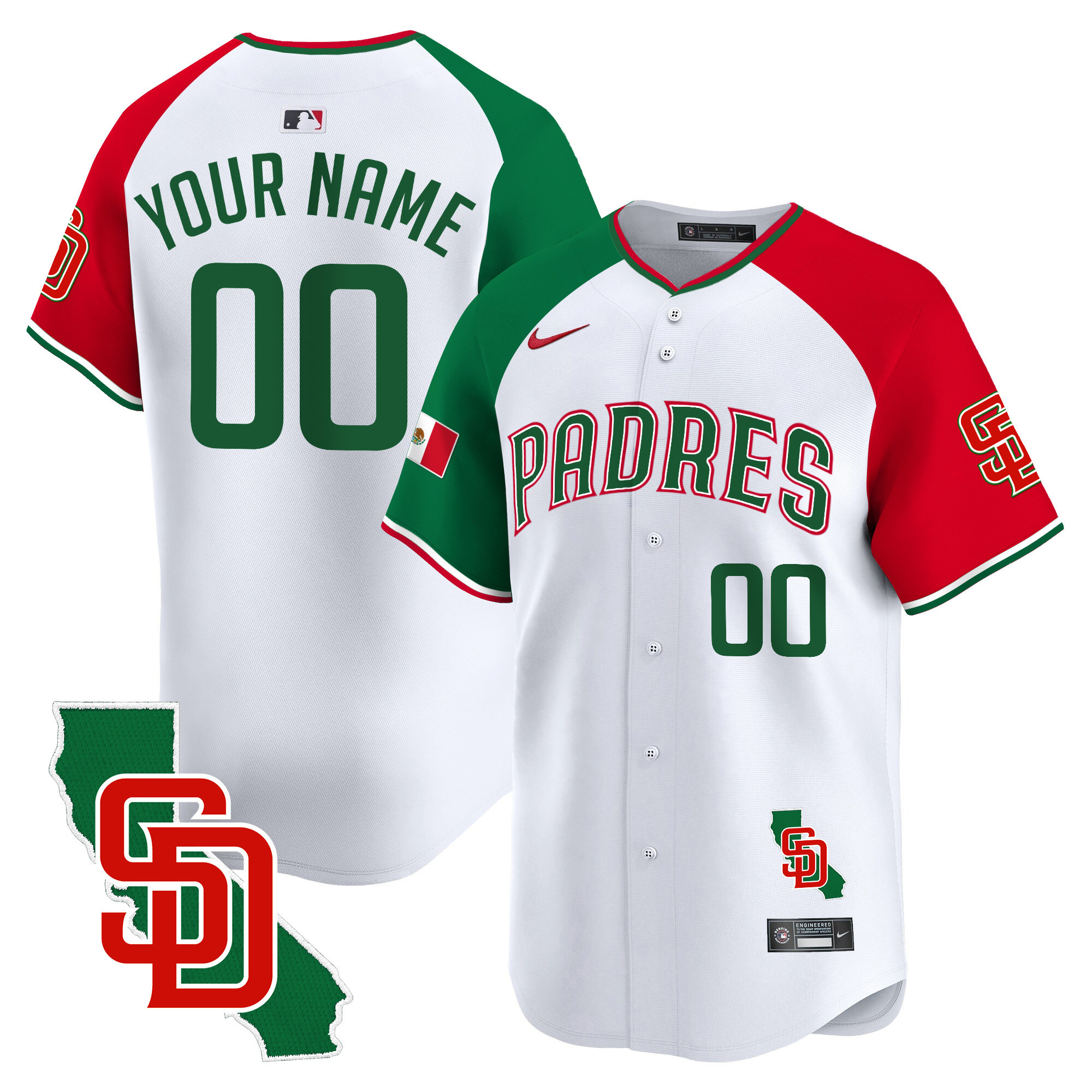 Padres Mexico California Patch Vapor Premier Limited Custom Jersey V5 – All Stitched