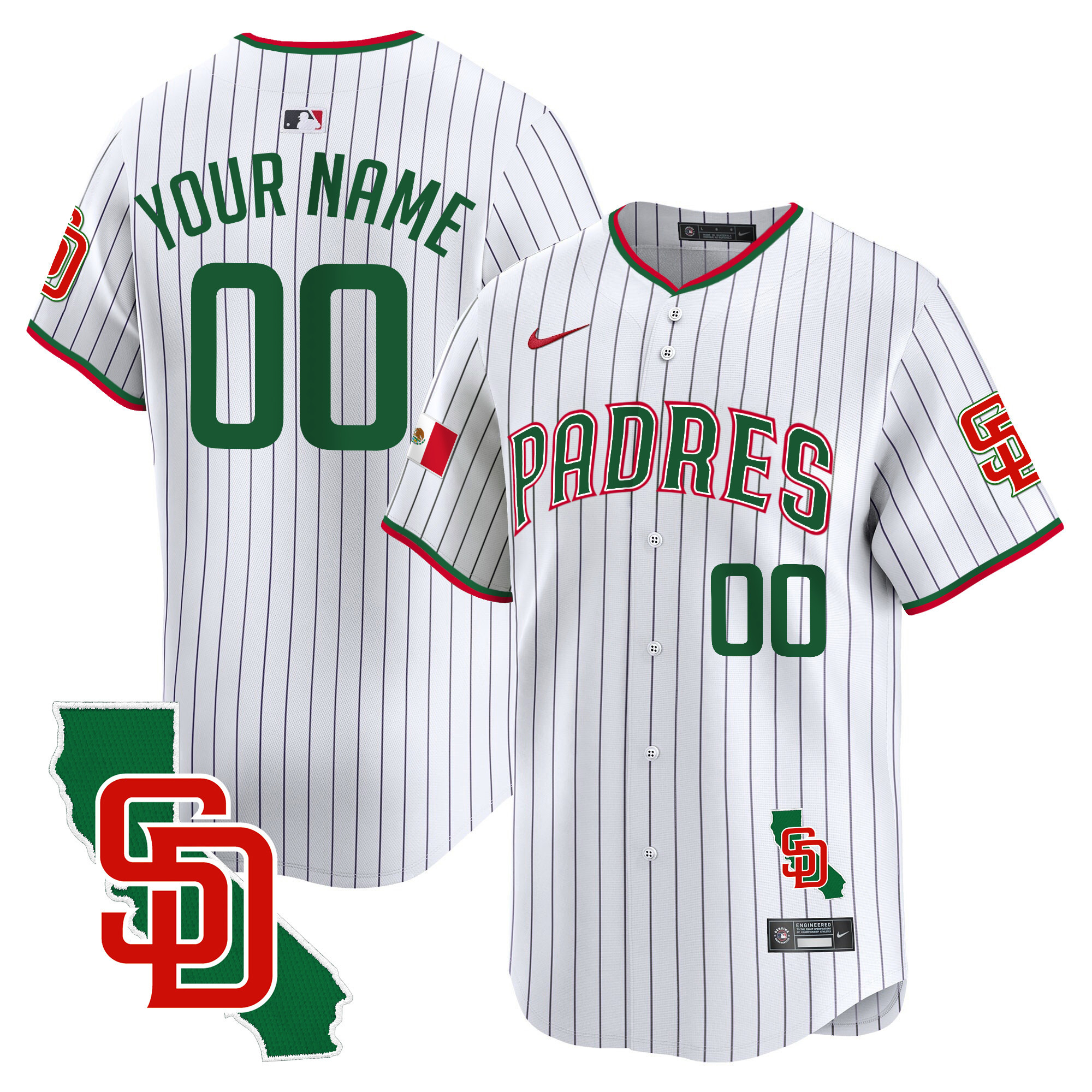 Padres Mexico California Patch Vapor Premier Limited Custom Jersey V5 – All Stitched