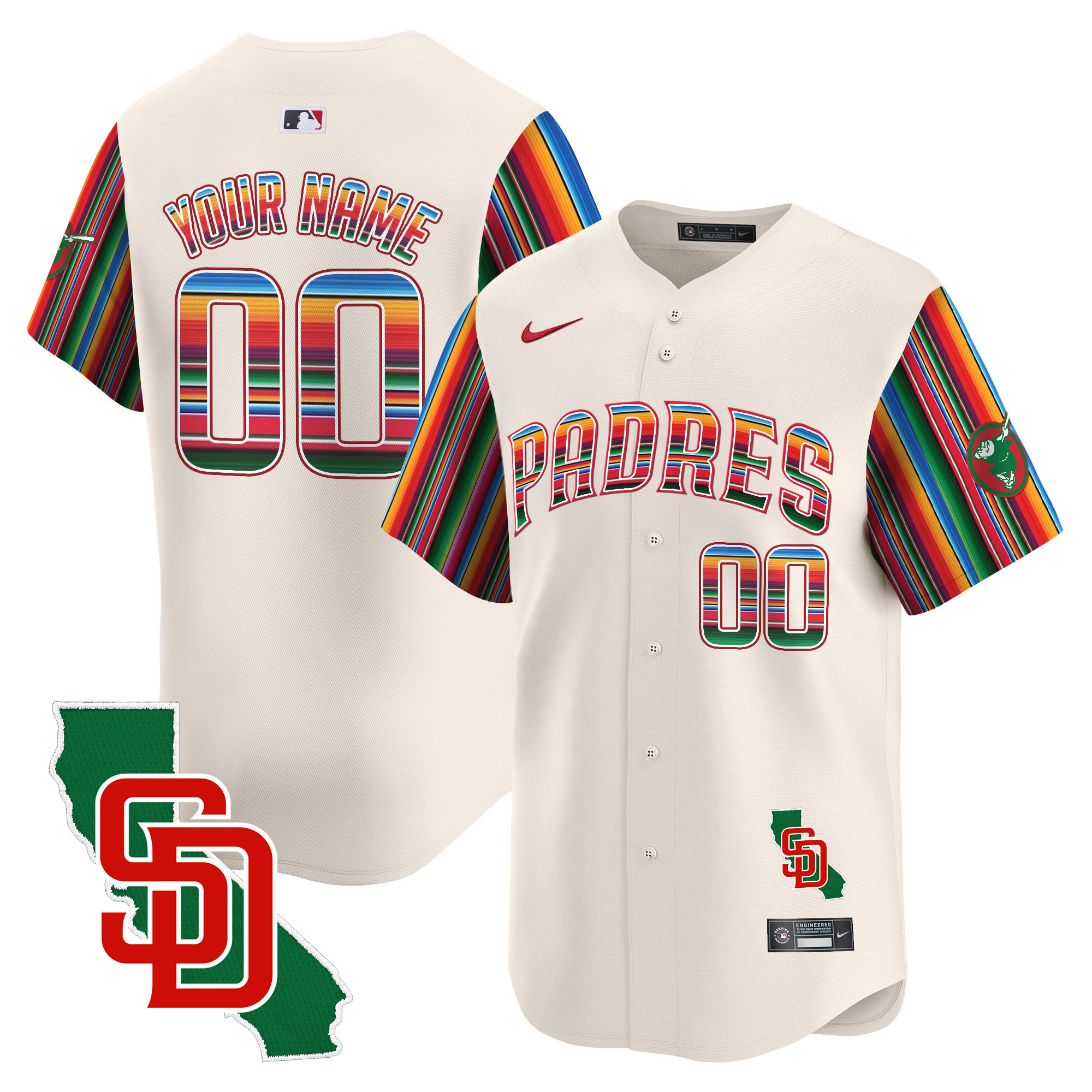 Padres Mexico California Patch Vapor Premier Limited Custom Jersey V6 – All Stitched