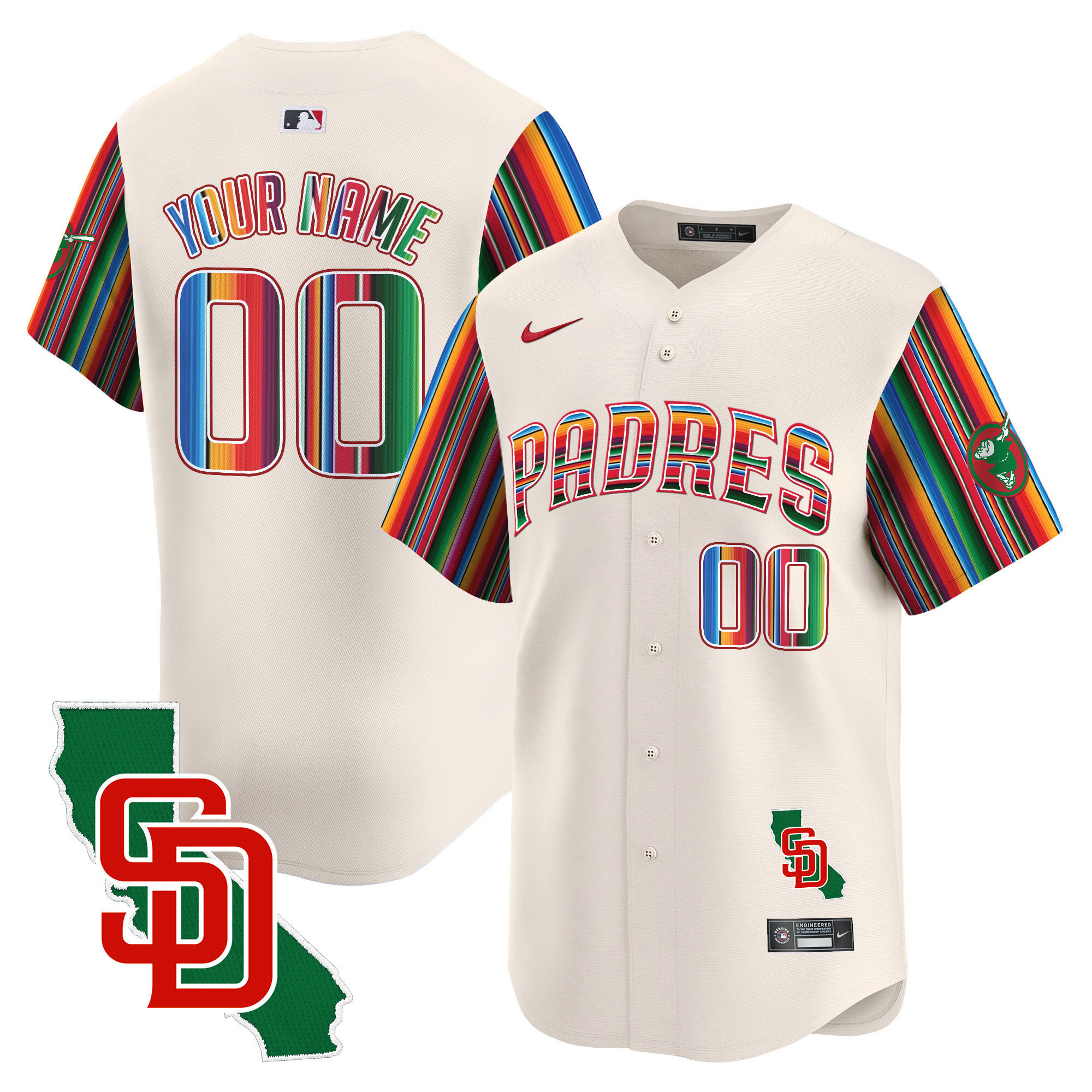 Padres Mexico California Patch Vapor Premier Limited Custom Jersey V6 – All Stitched