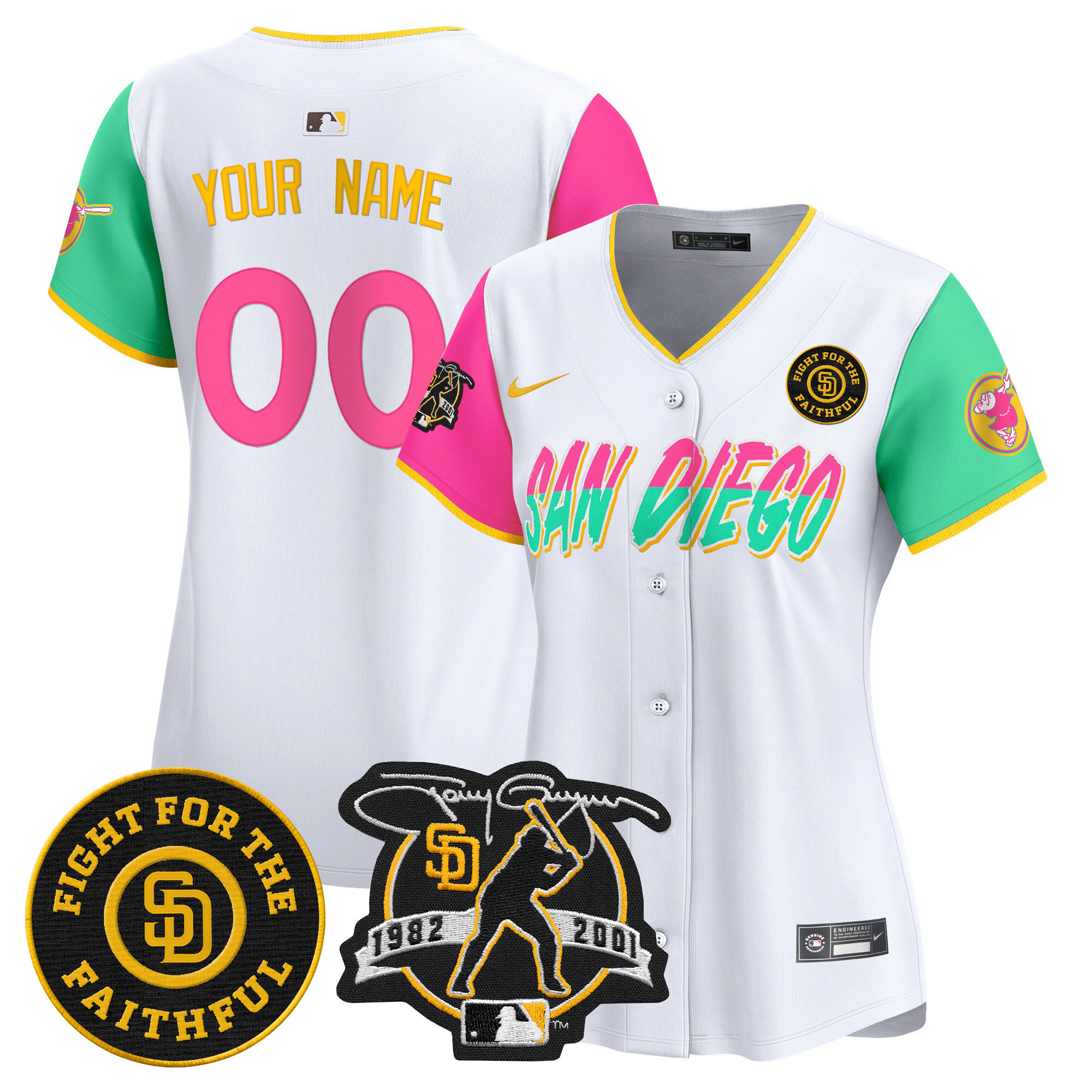 Padres Tony Gwynn & Faithful Patch Vapor Premier Limited Custom Jersey – All Stitched