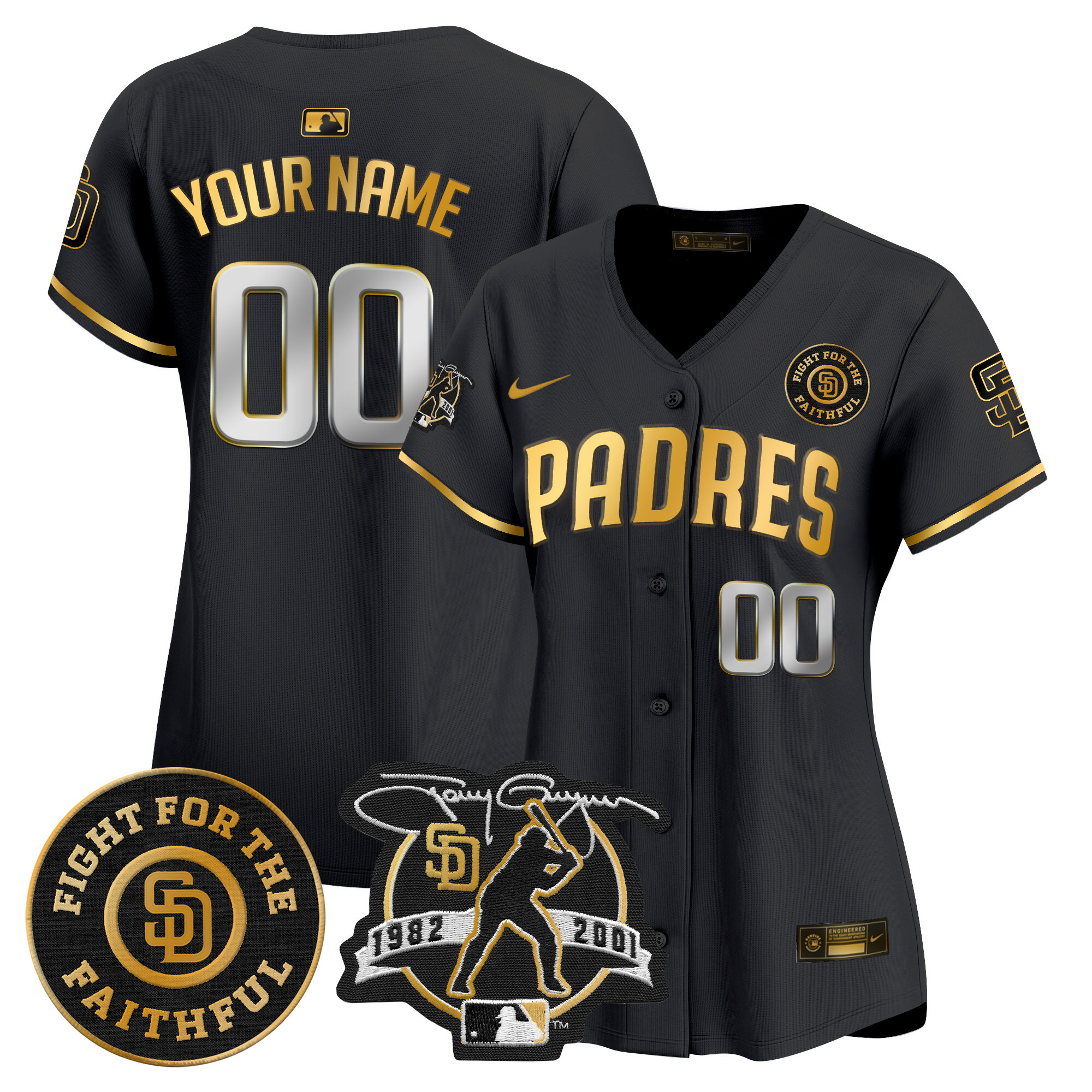 Padres Tony Gwynn & Faithful Patch Vapor Premier Limited Custom Jersey – All Stitched