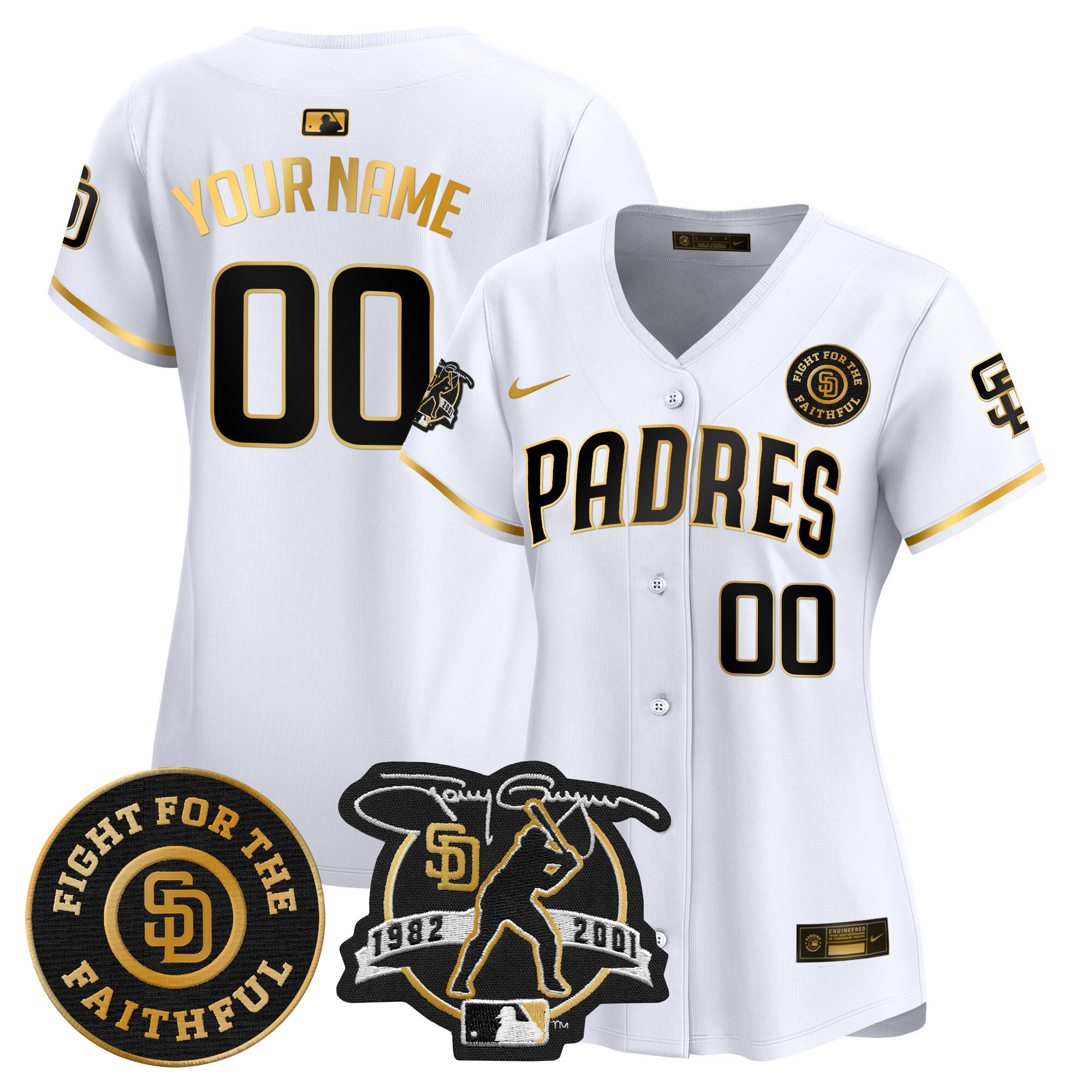 Padres Tony Gwynn & Faithful Patch Vapor Premier Limited Custom Jersey – All Stitched