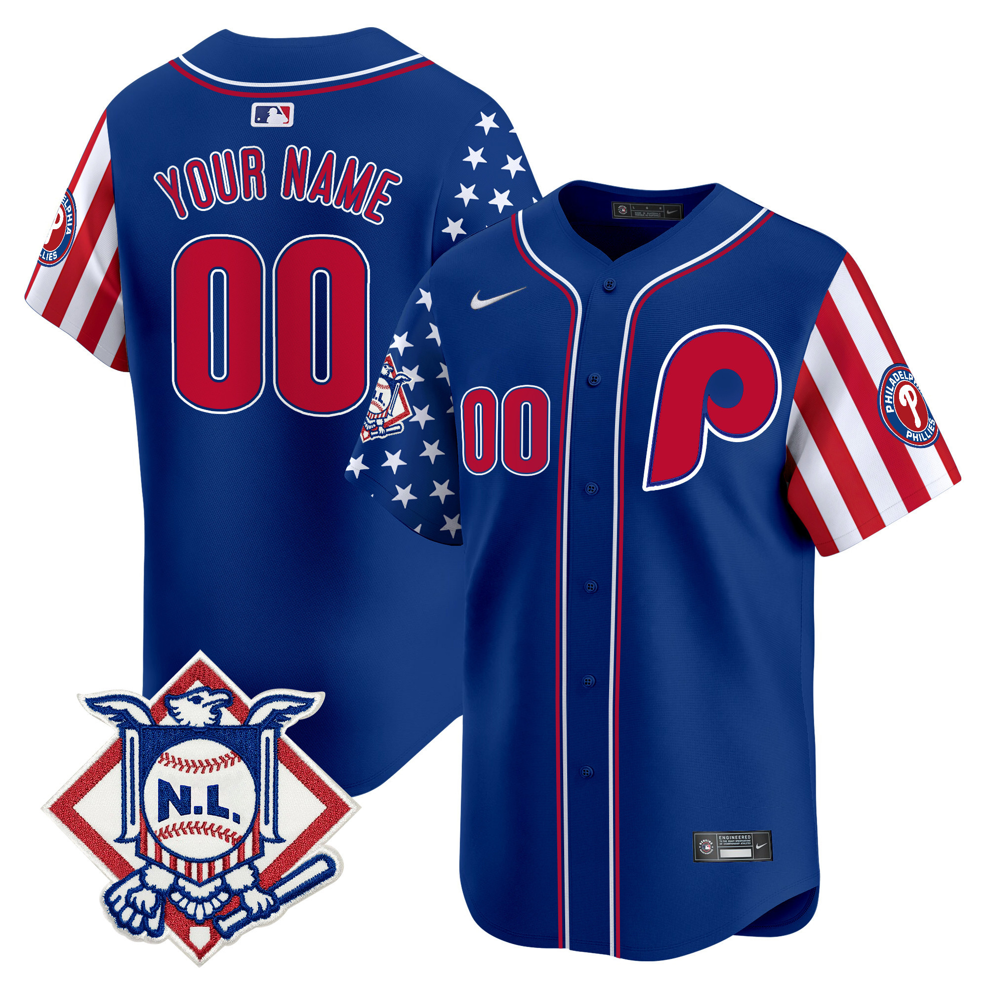 Phillies 2024 Fourth of July Vapor Premier Limited Custom Jersey - All Stitched