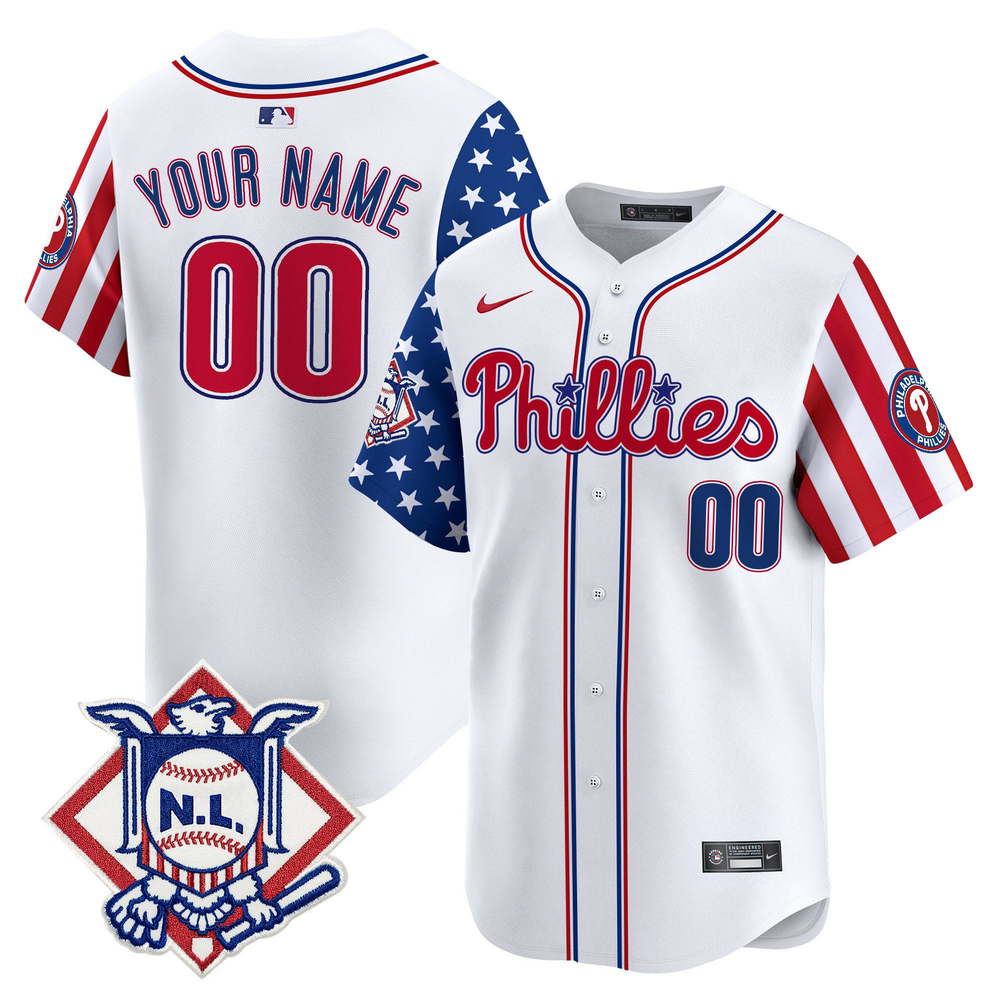 Phillies 2024 Fourth of July Vapor Premier Limited Custom Jersey V2 - All Stitched