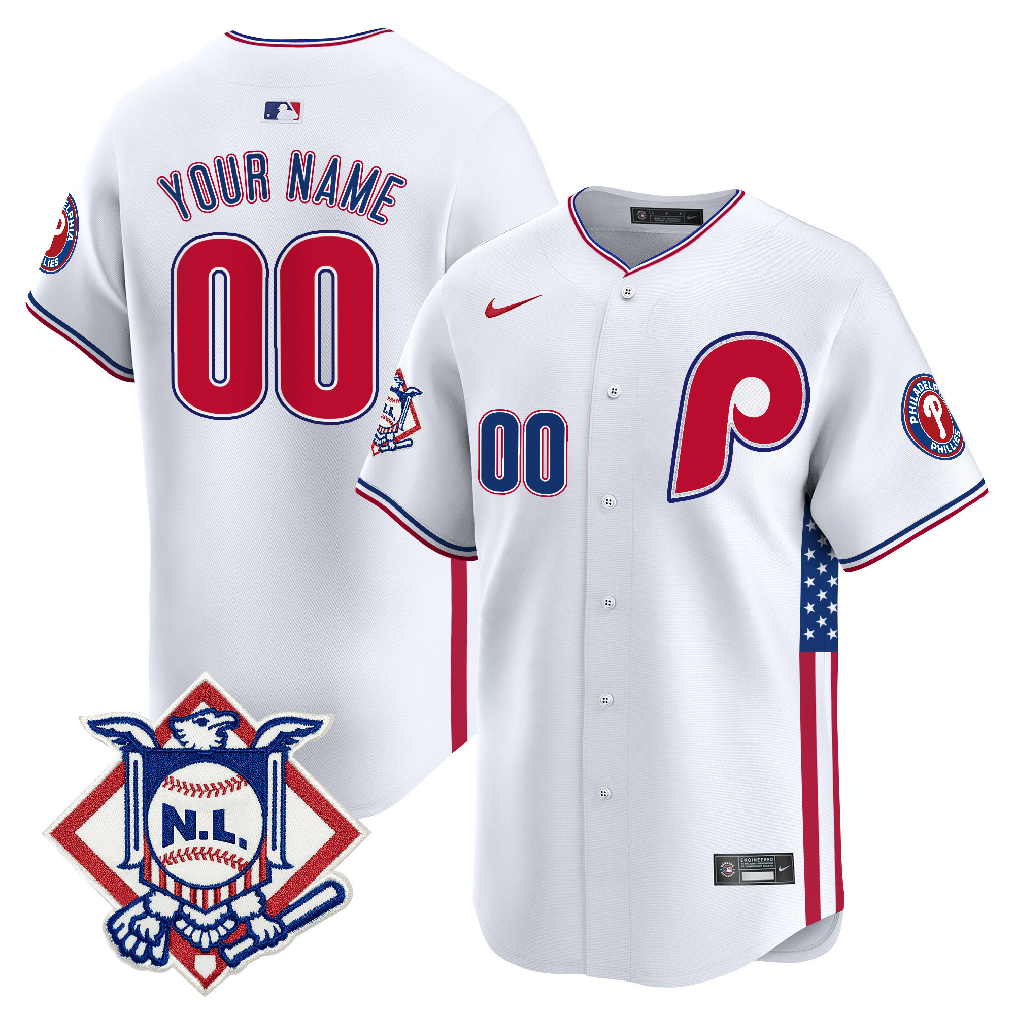 Phillies 2024 Fourth of July Vapor Premier Limited Custom Jersey V4 - All Stitched