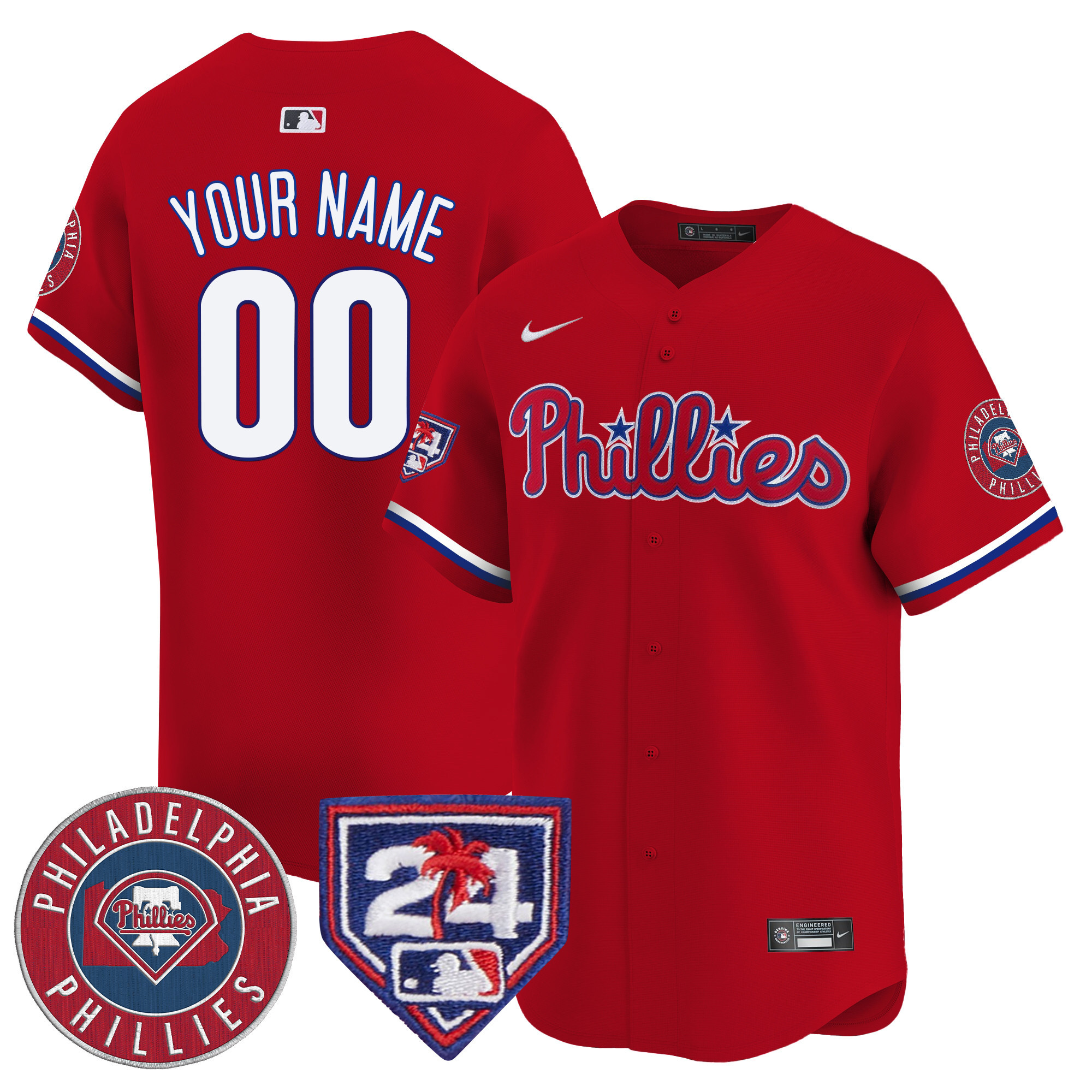 Phillies 2024 Spring Training Patch Vapor Premier Limited Custom Jersey V2 - All Stitched
