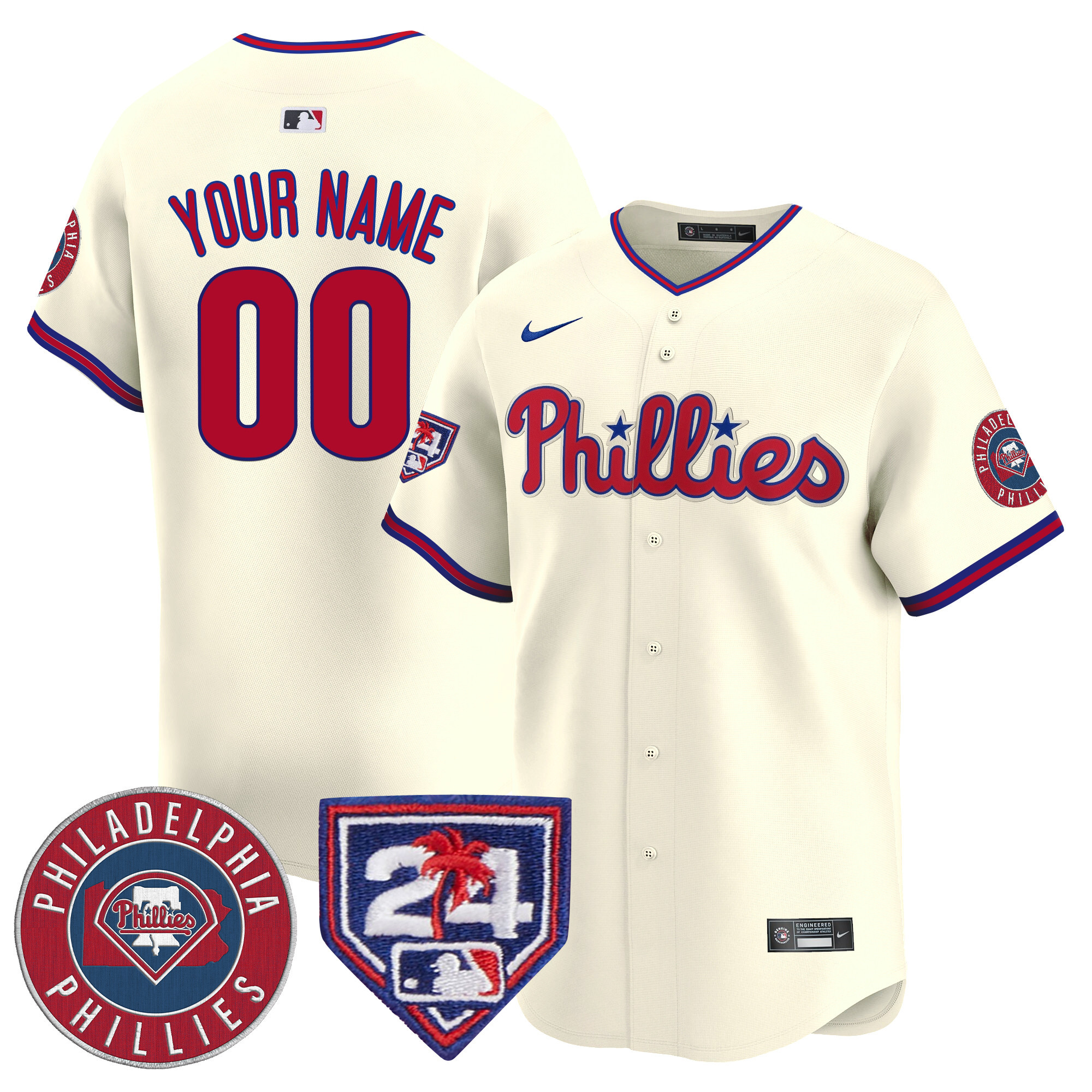 Phillies 2024 Spring Training Patch Vapor Premier Limited Custom Jersey V2 - All Stitched