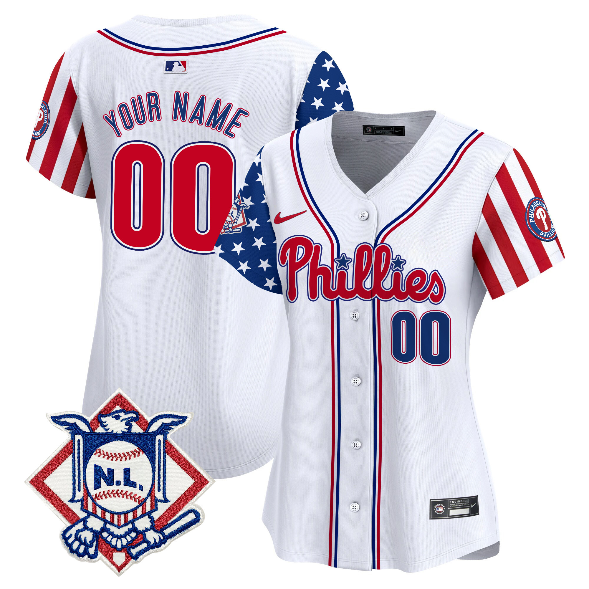 Phillies 2025 Fourth of July Vapor Premier Limited Custom Jersey V2 - All Stitched