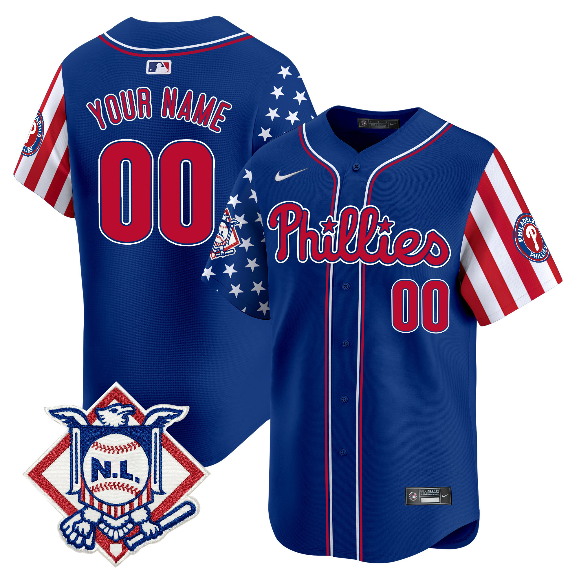 Phillies 2025 Fourth of July Vapor Premier Limited Custom Jersey V2 - All Stitched
