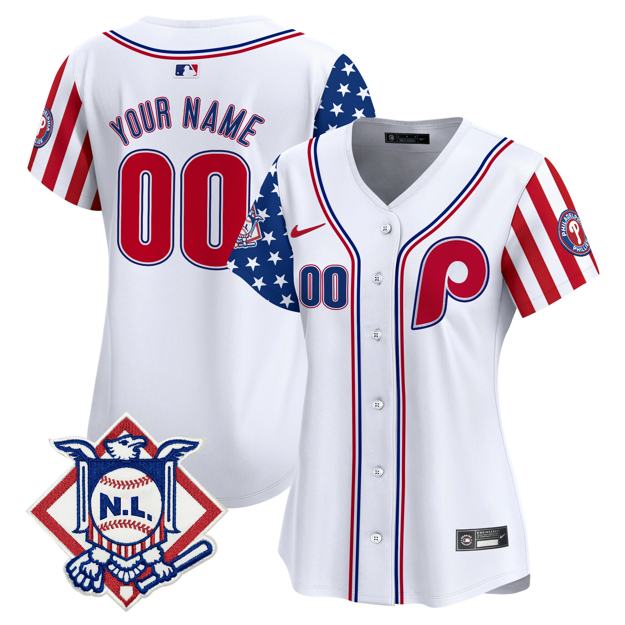 Phillies 2025 Fourth of July Vapor Premier Limited Custom Jersey V2 - All Stitched