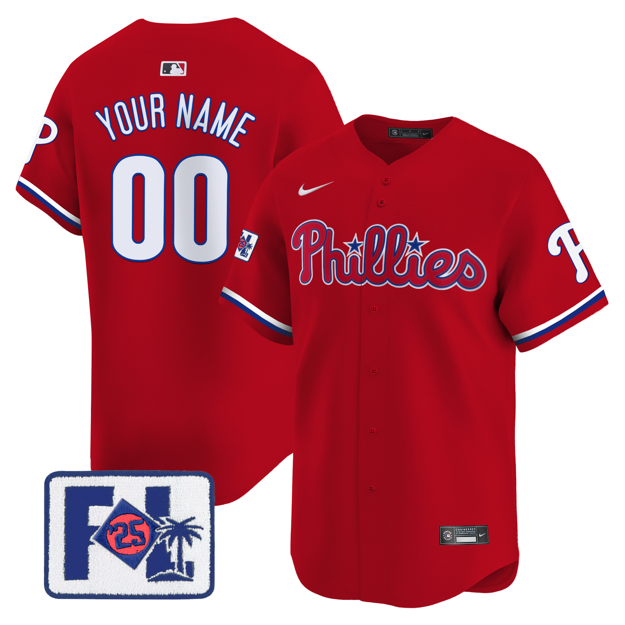 Phillies 2025 Spring Training Patch Vapor Premier Limited Custom Jersey - All Stitched