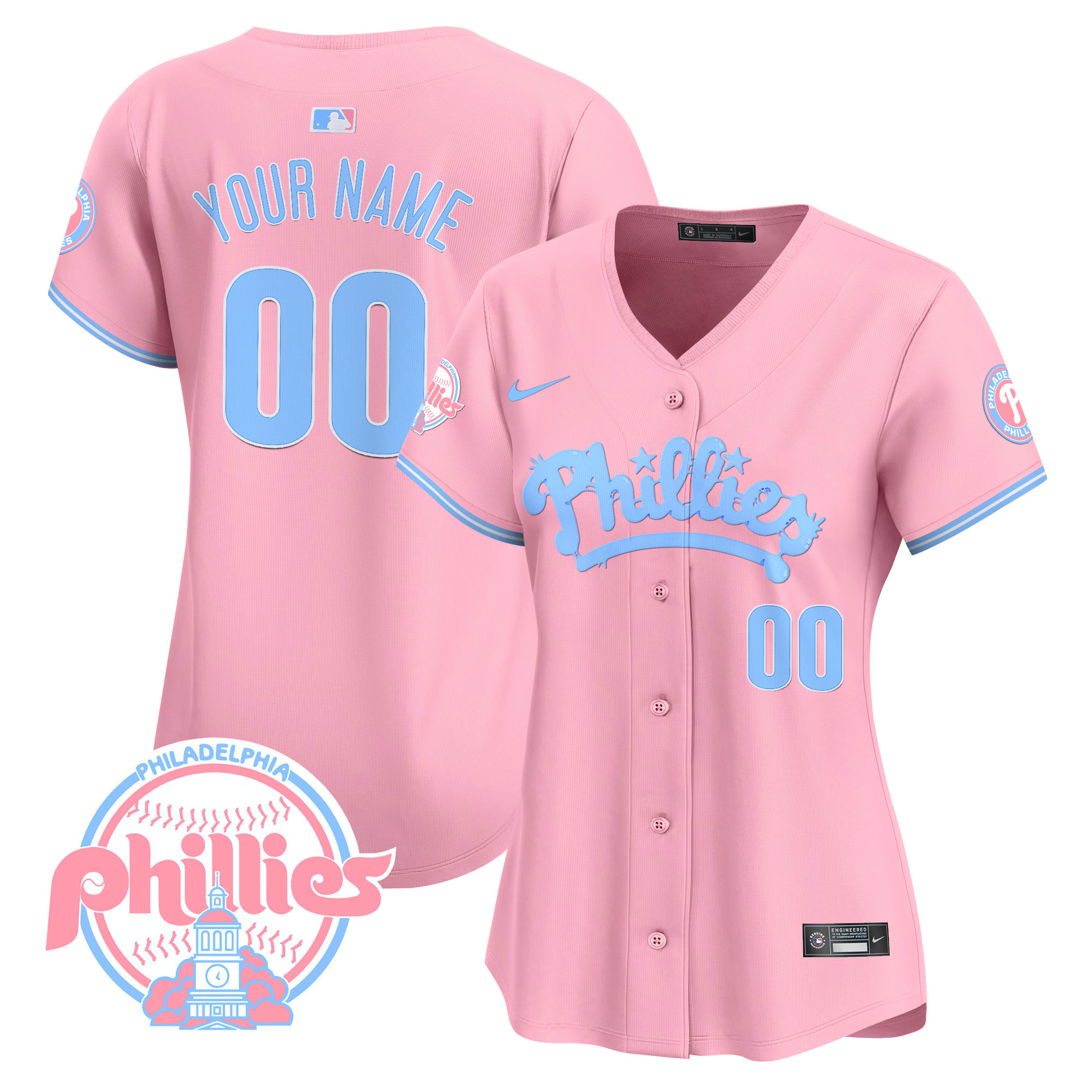 Phillies Bubblegum Pink Vapor Premier Limited Custom Jersey - All Stitched