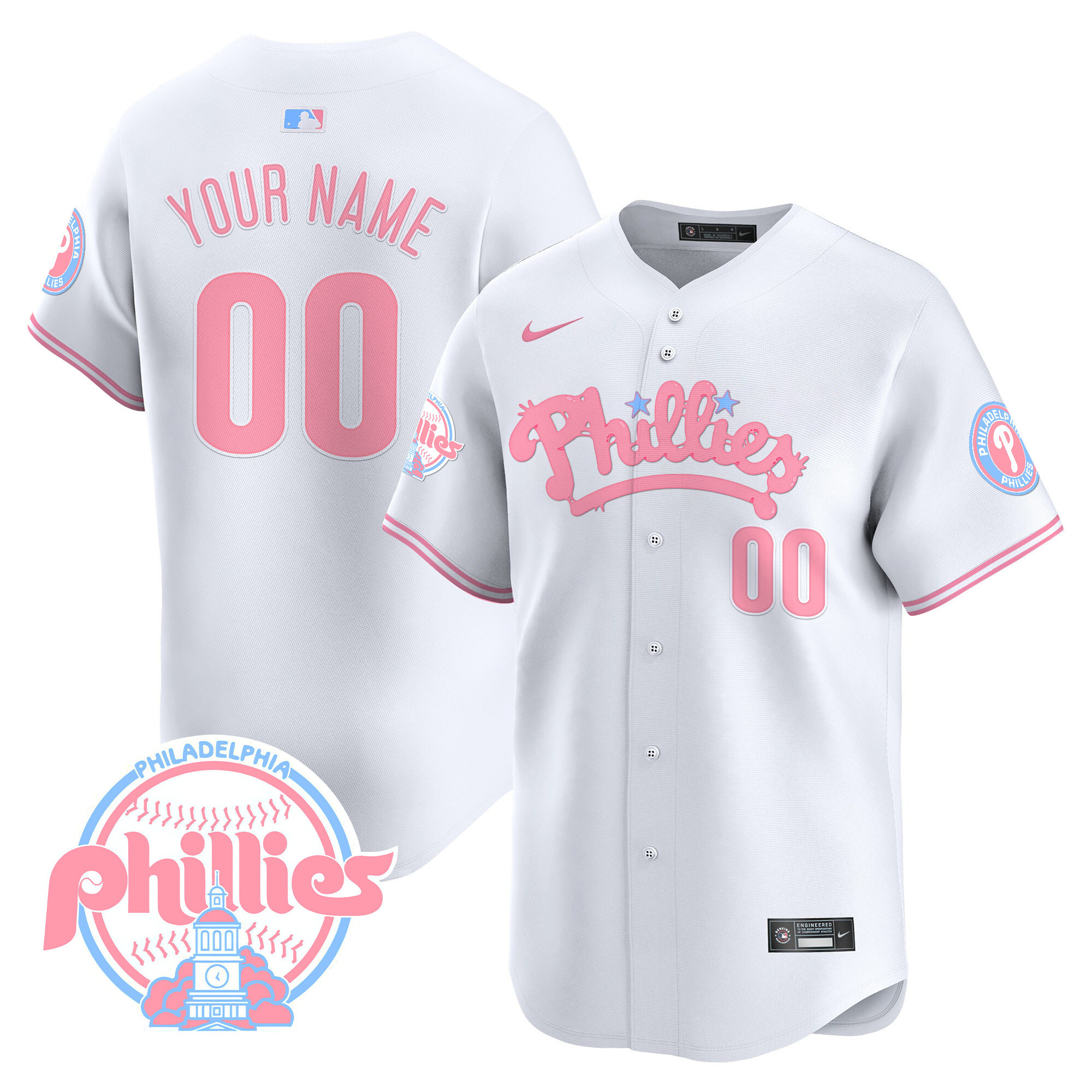 Phillies Bubblegum Pink Vapor Premier Limited Custom Jersey - All Stitched