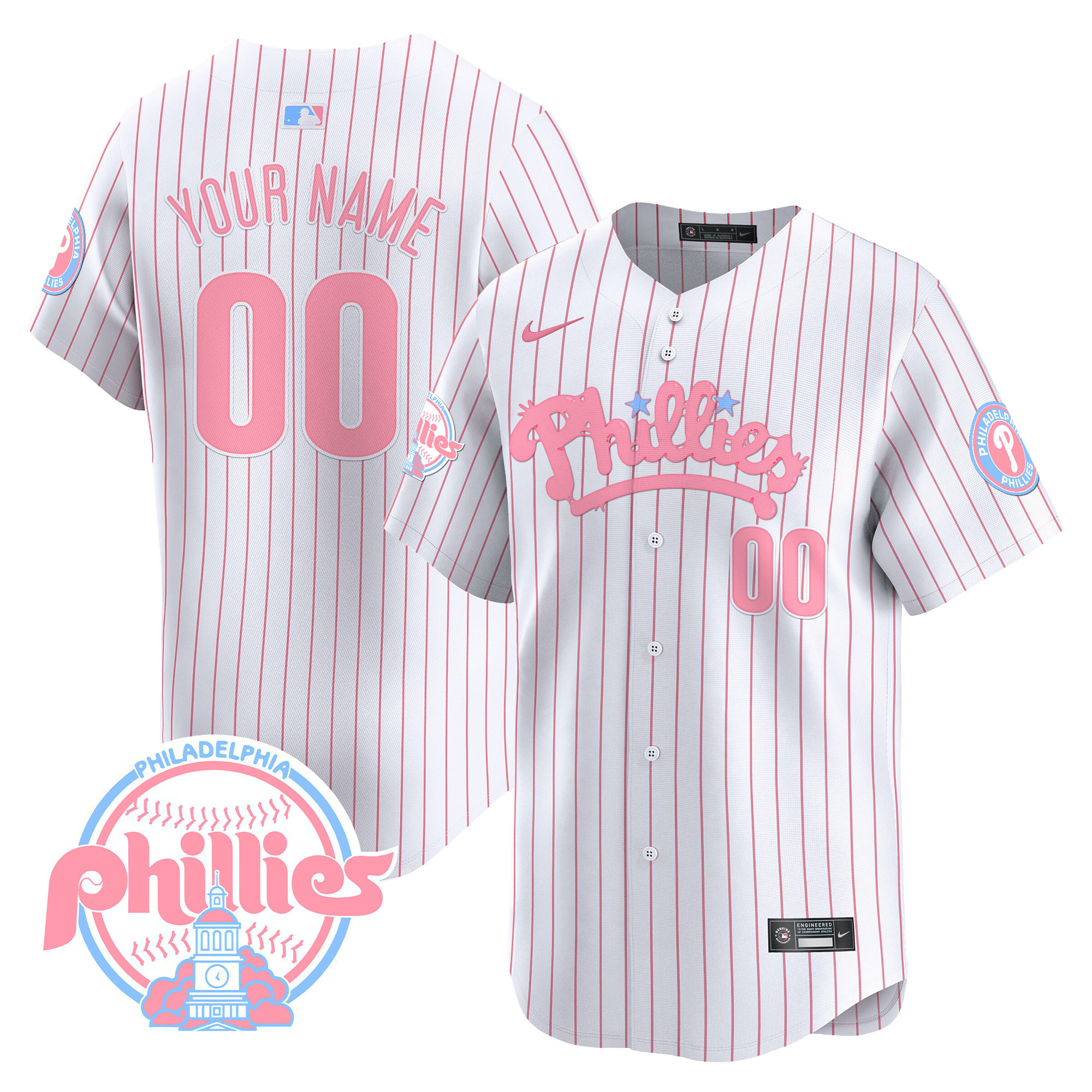 Phillies Bubblegum Pink Vapor Premier Limited Custom Jersey - All Stitched