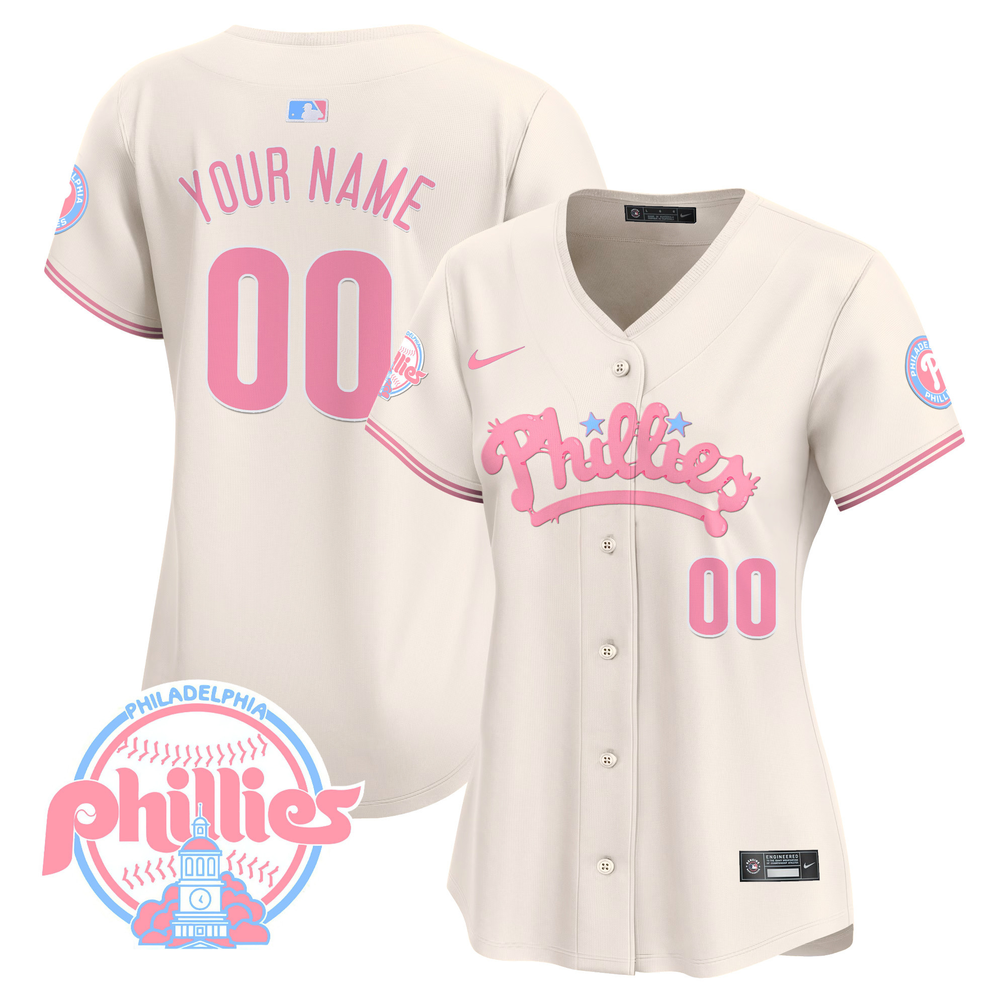 Phillies Bubblegum Pink Vapor Premier Limited Custom Jersey - All Stitched