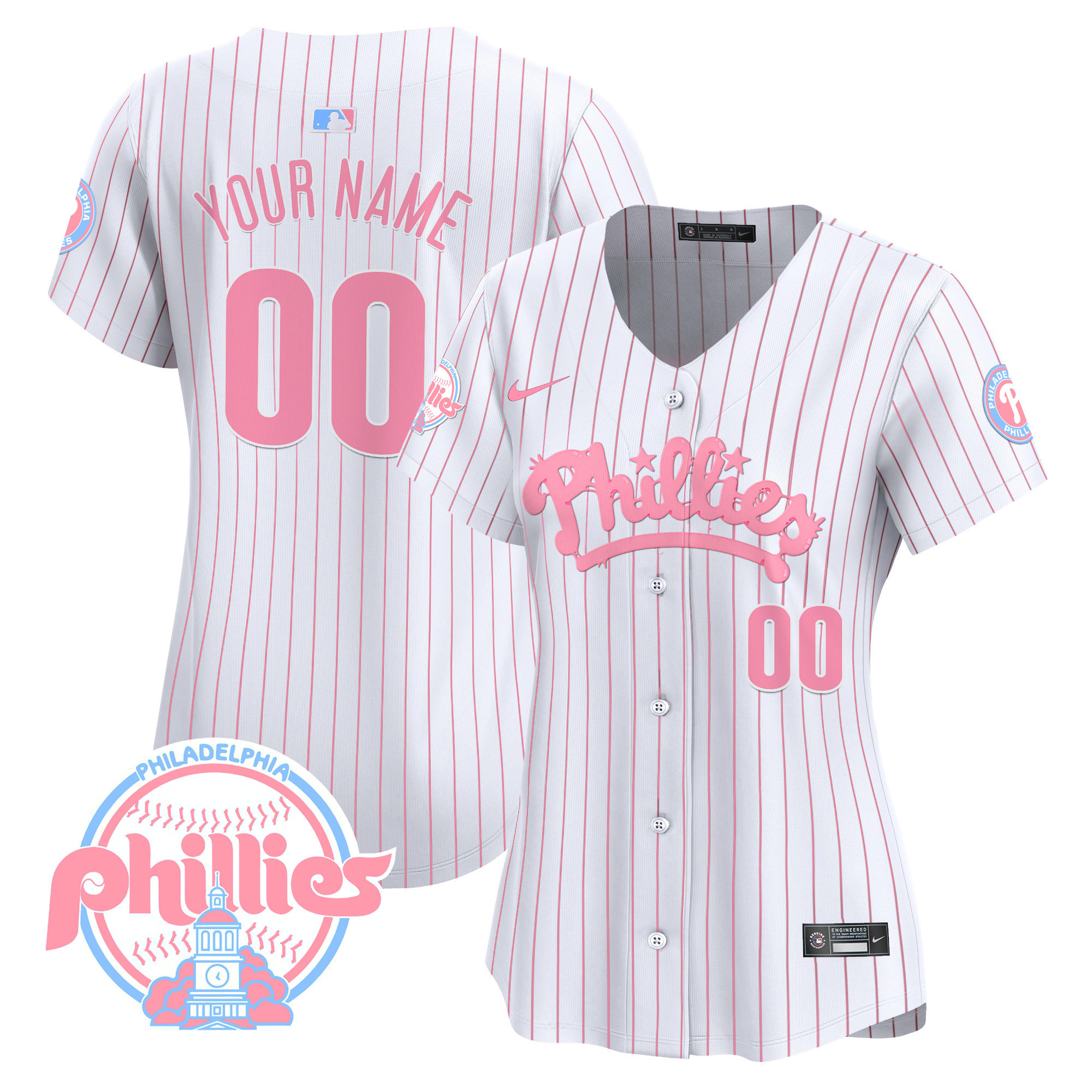 Phillies Bubblegum Pink Vapor Premier Limited Custom Jersey - All Stitched