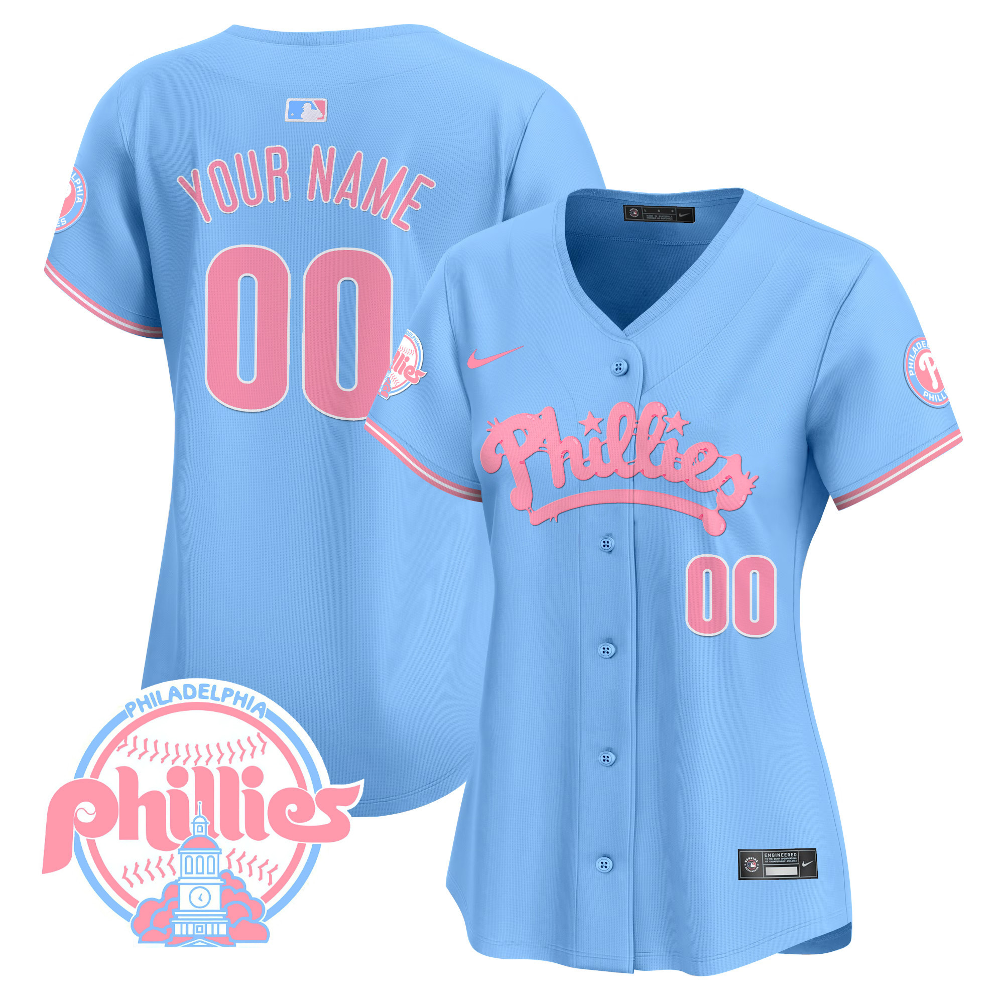 Phillies Bubblegum Pink Vapor Premier Limited Custom Jersey - All Stitched