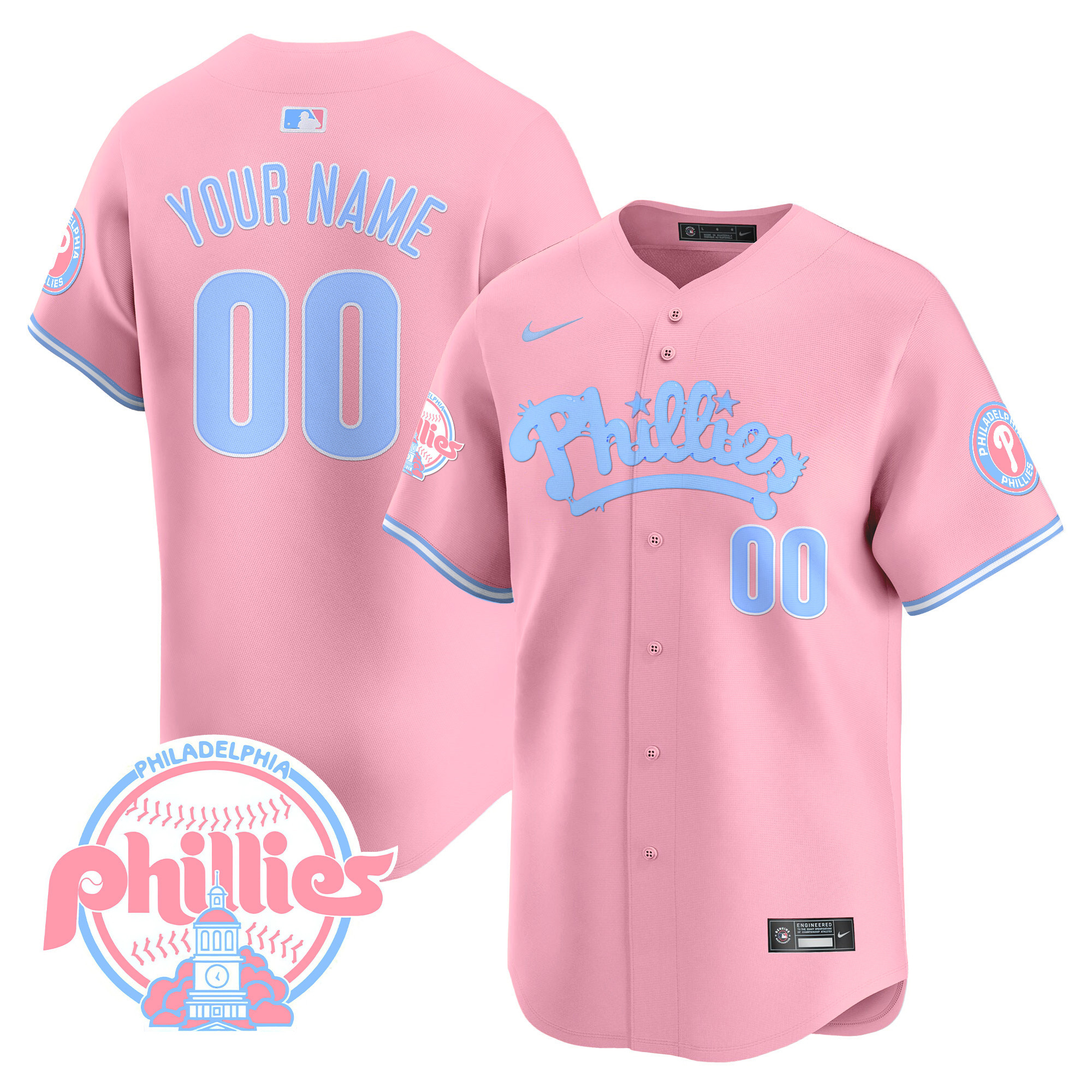 Phillies Bubblegum Pink Vapor Premier Limited Custom Jersey - All Stitched