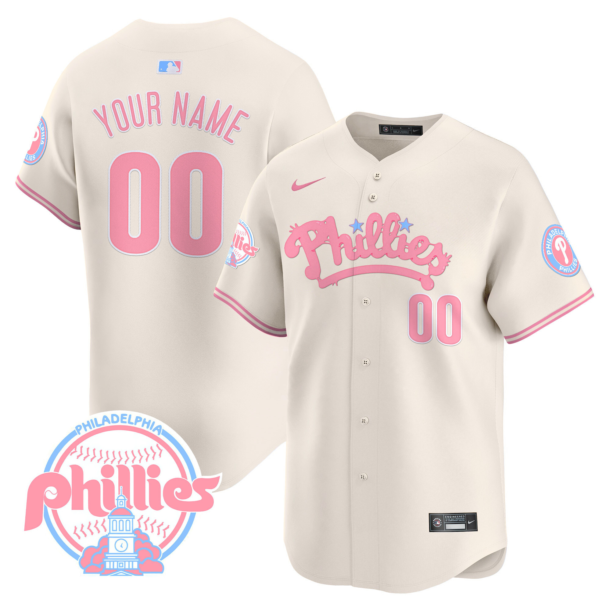 Phillies Bubblegum Pink Vapor Premier Limited Custom Jersey - All Stitched