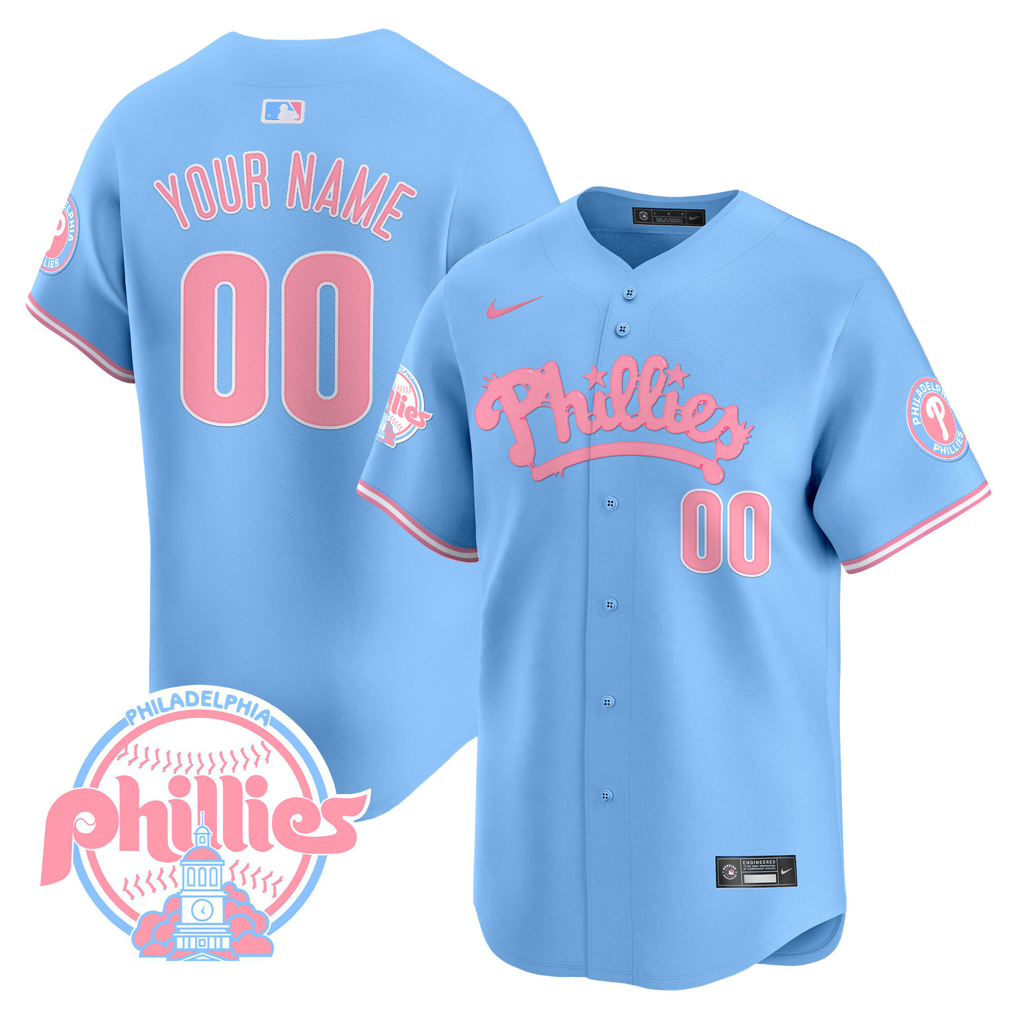 Phillies Bubblegum Pink Vapor Premier Limited Custom Jersey - All Stitched