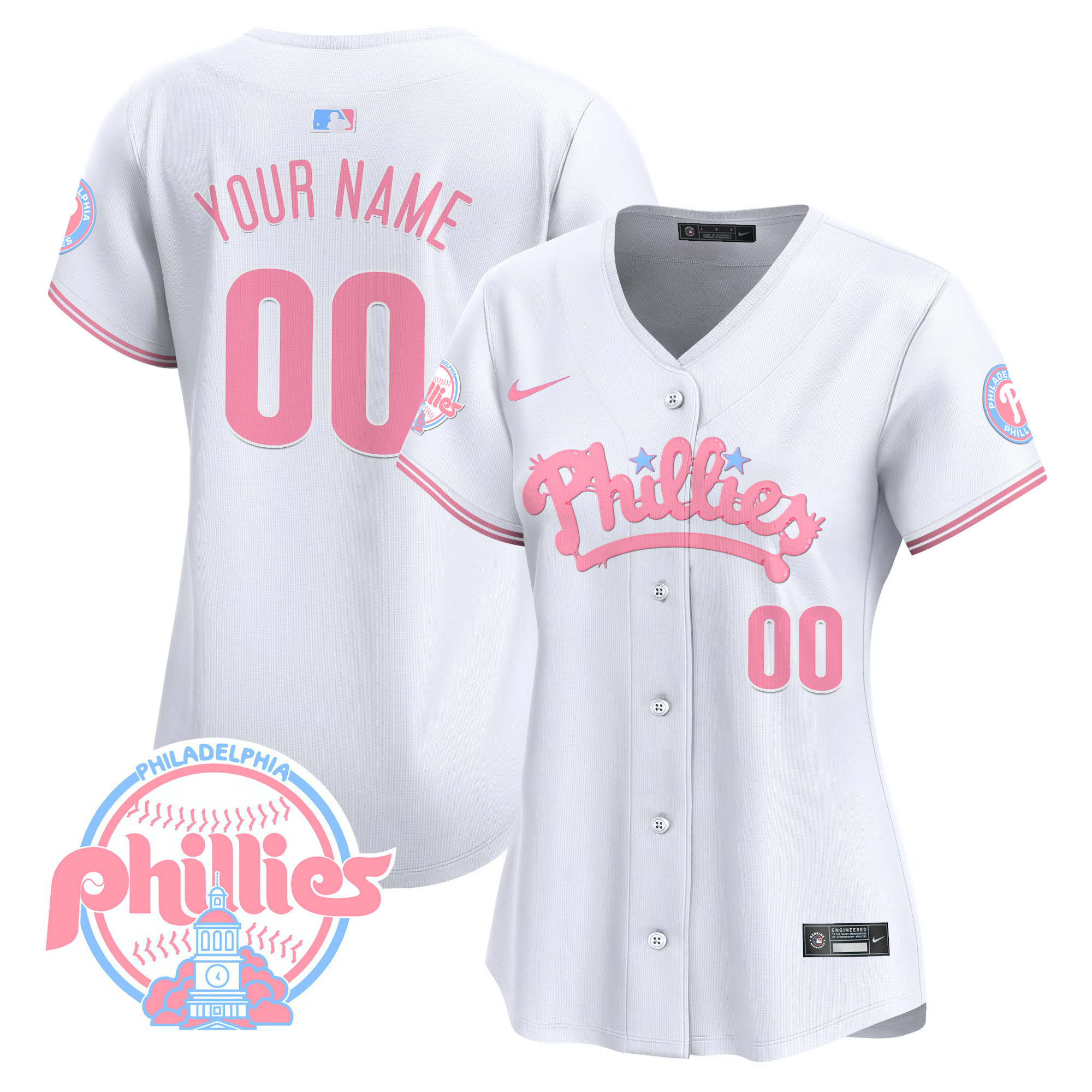 Phillies Bubblegum Pink Vapor Premier Limited Custom Jersey - All Stitched
