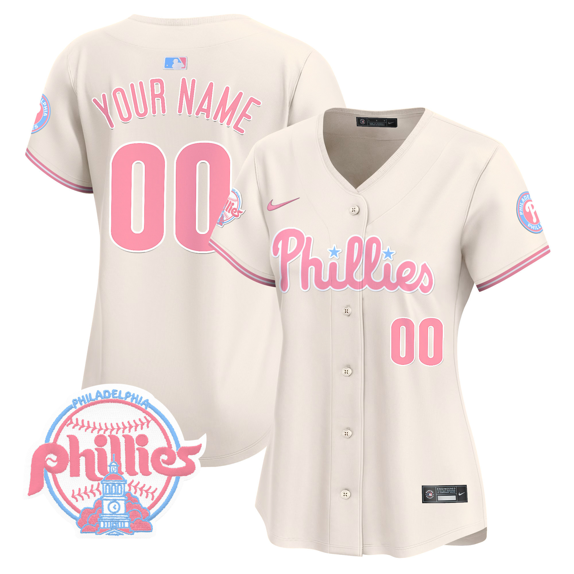 Phillies Bubblegum Pink Vapor Premier Limited Custom Jersey V2 - All Stitched