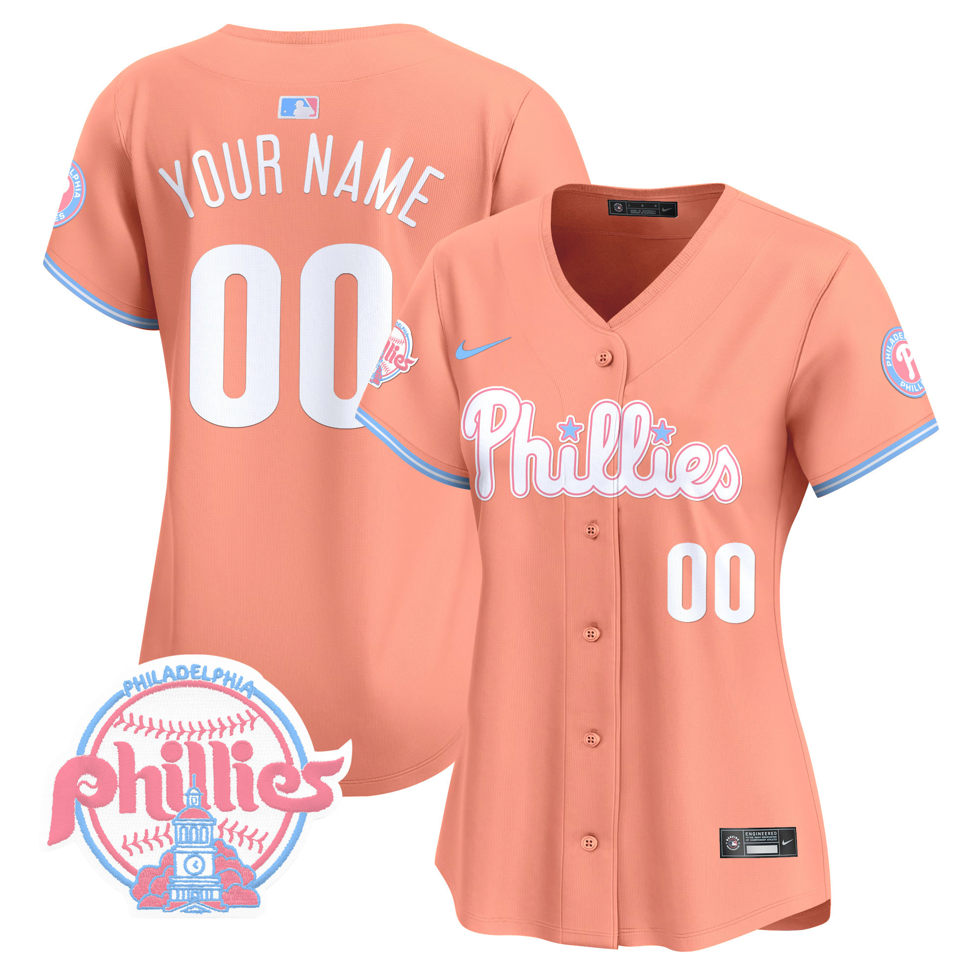 Phillies Bubblegum Pink Vapor Premier Limited Custom Jersey V2 - All Stitched