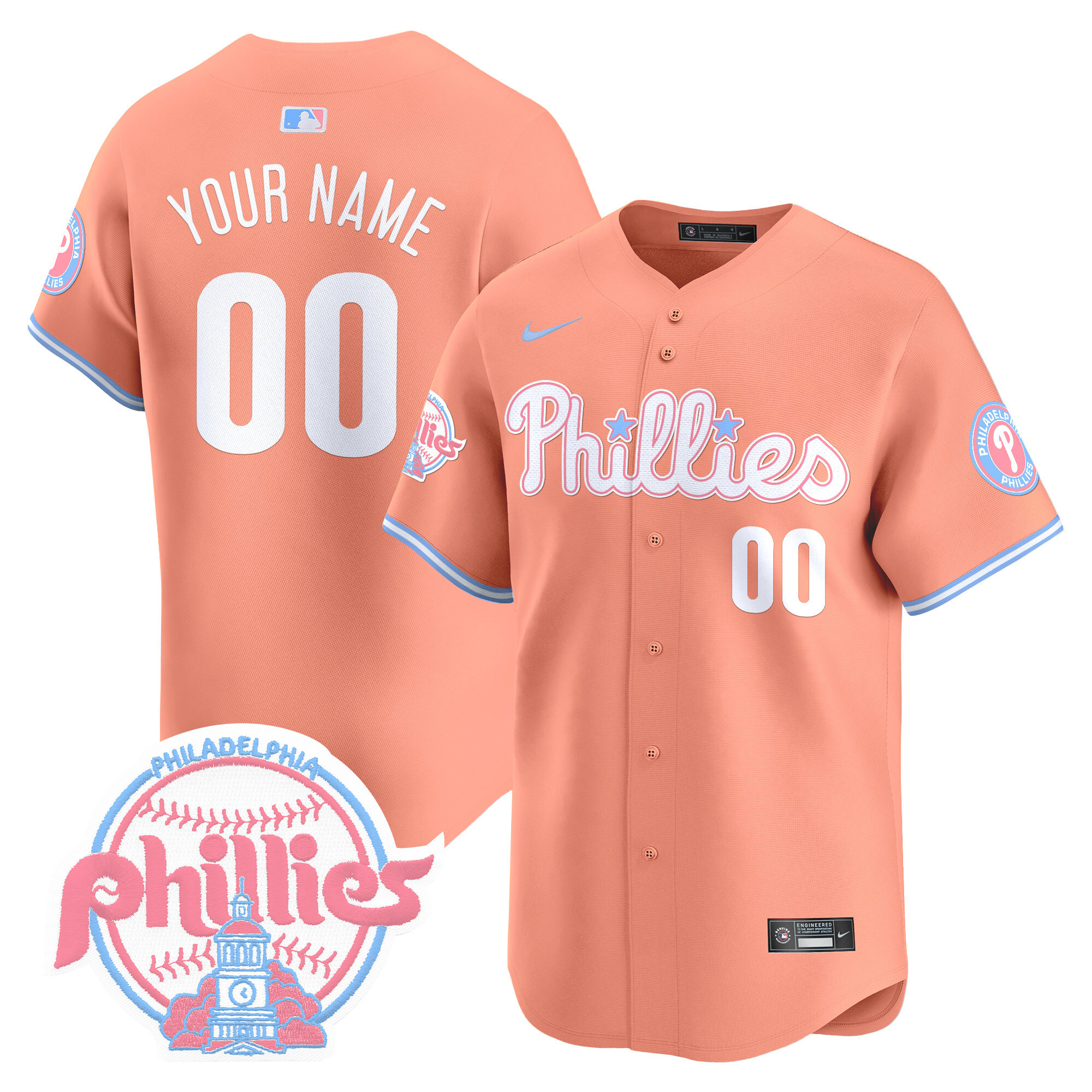 Phillies Bubblegum Pink Vapor Premier Limited Custom Jersey V2 - All Stitched