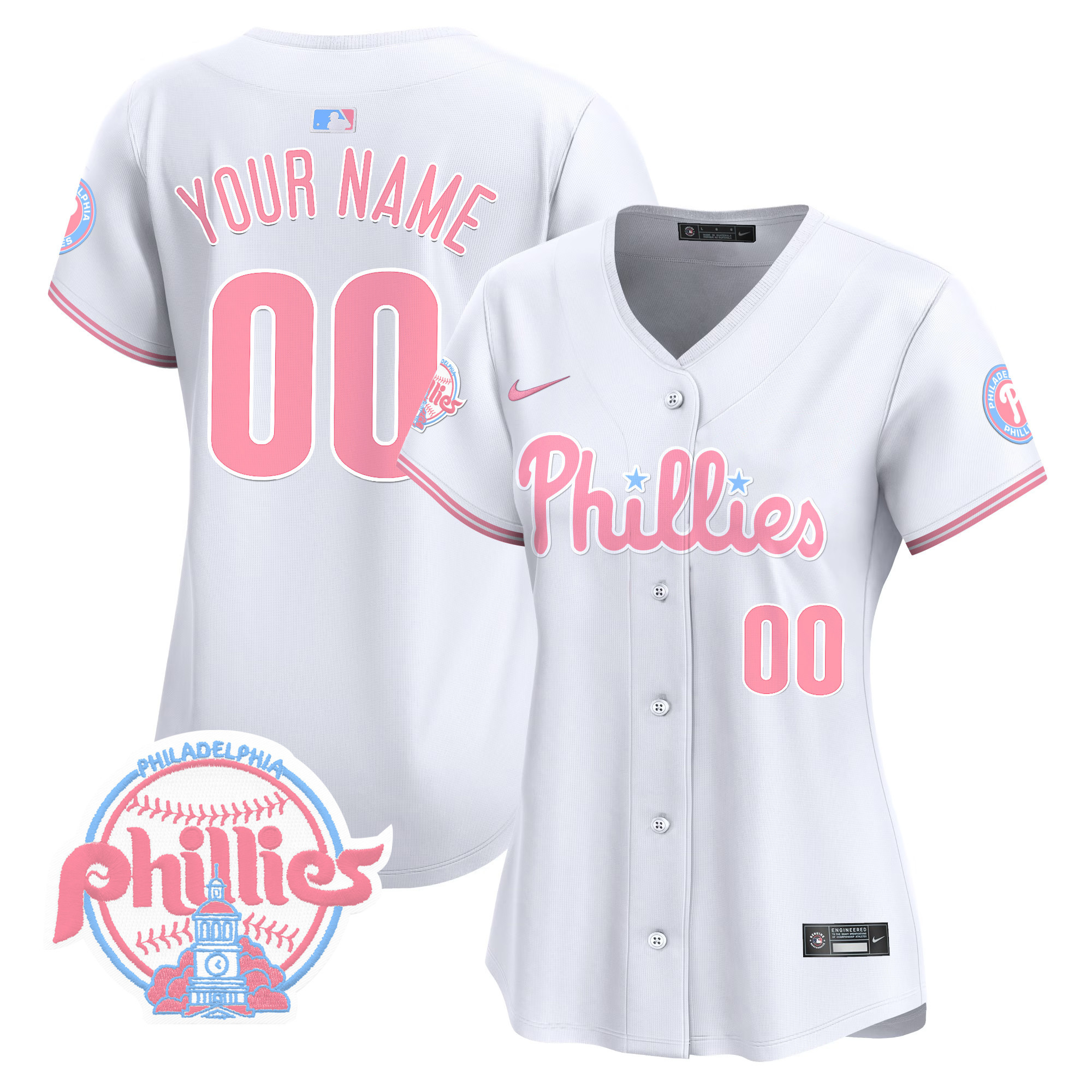 Phillies Bubblegum Pink Vapor Premier Limited Custom Jersey V2 - All Stitched