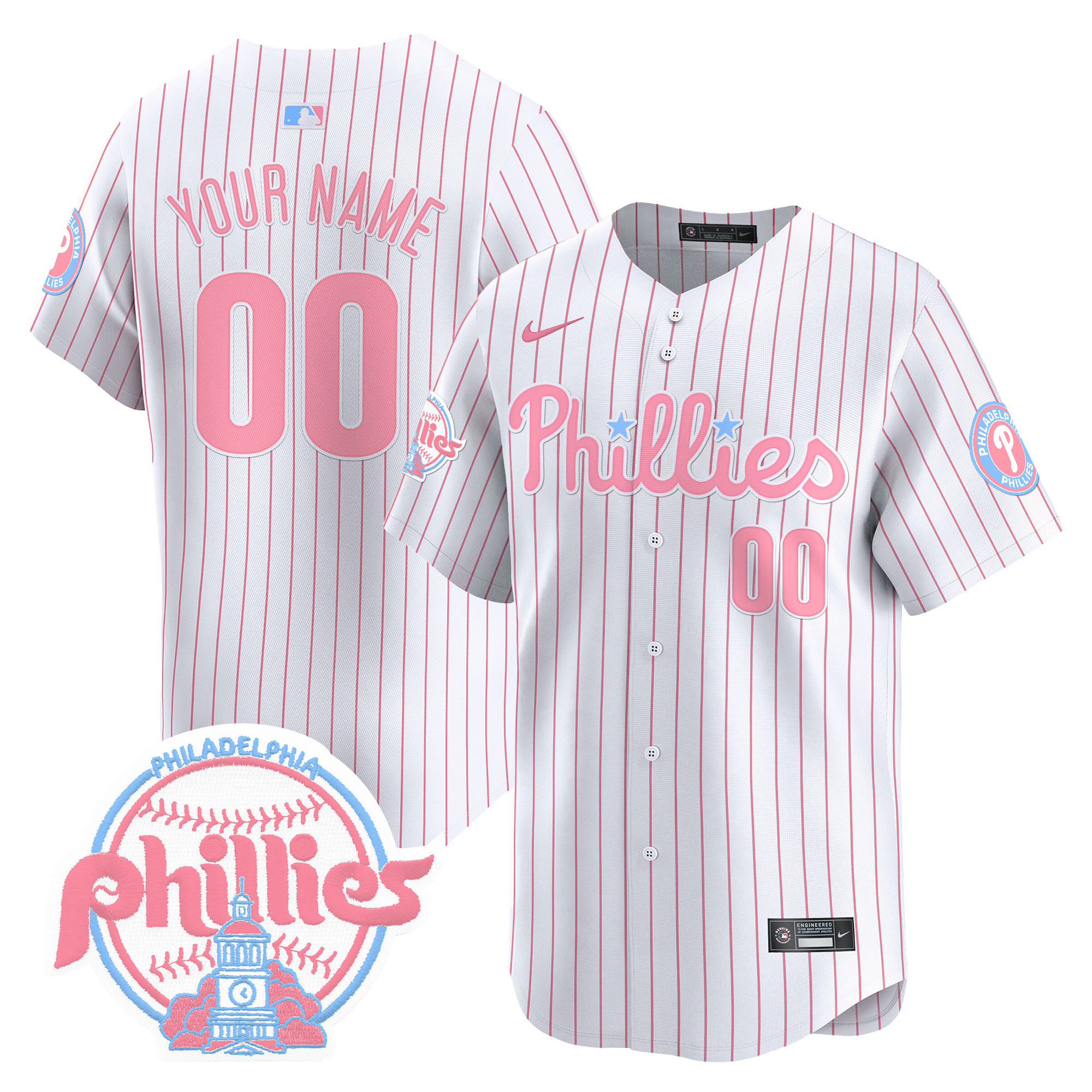 Phillies Bubblegum Pink Vapor Premier Limited Custom Jersey V2 - All Stitched