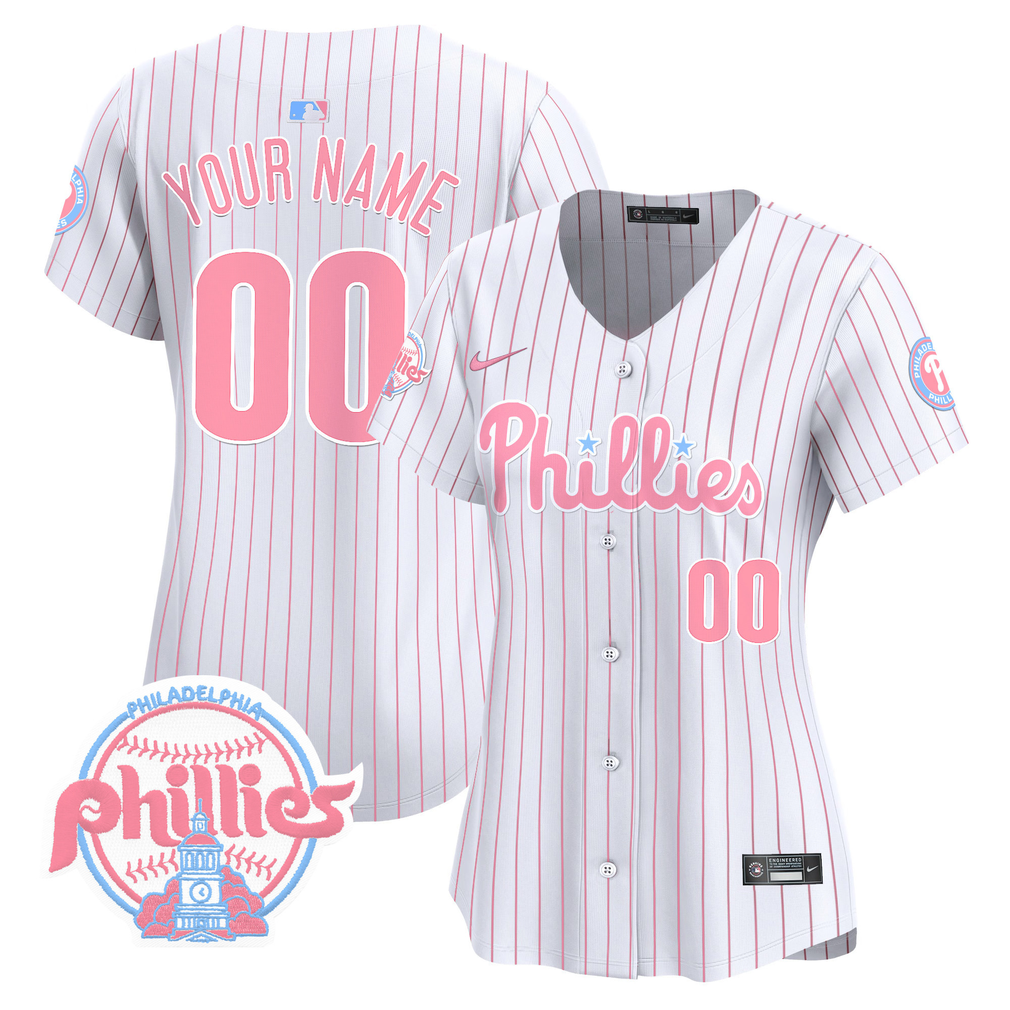 Phillies Bubblegum Pink Vapor Premier Limited Custom Jersey V2 - All Stitched