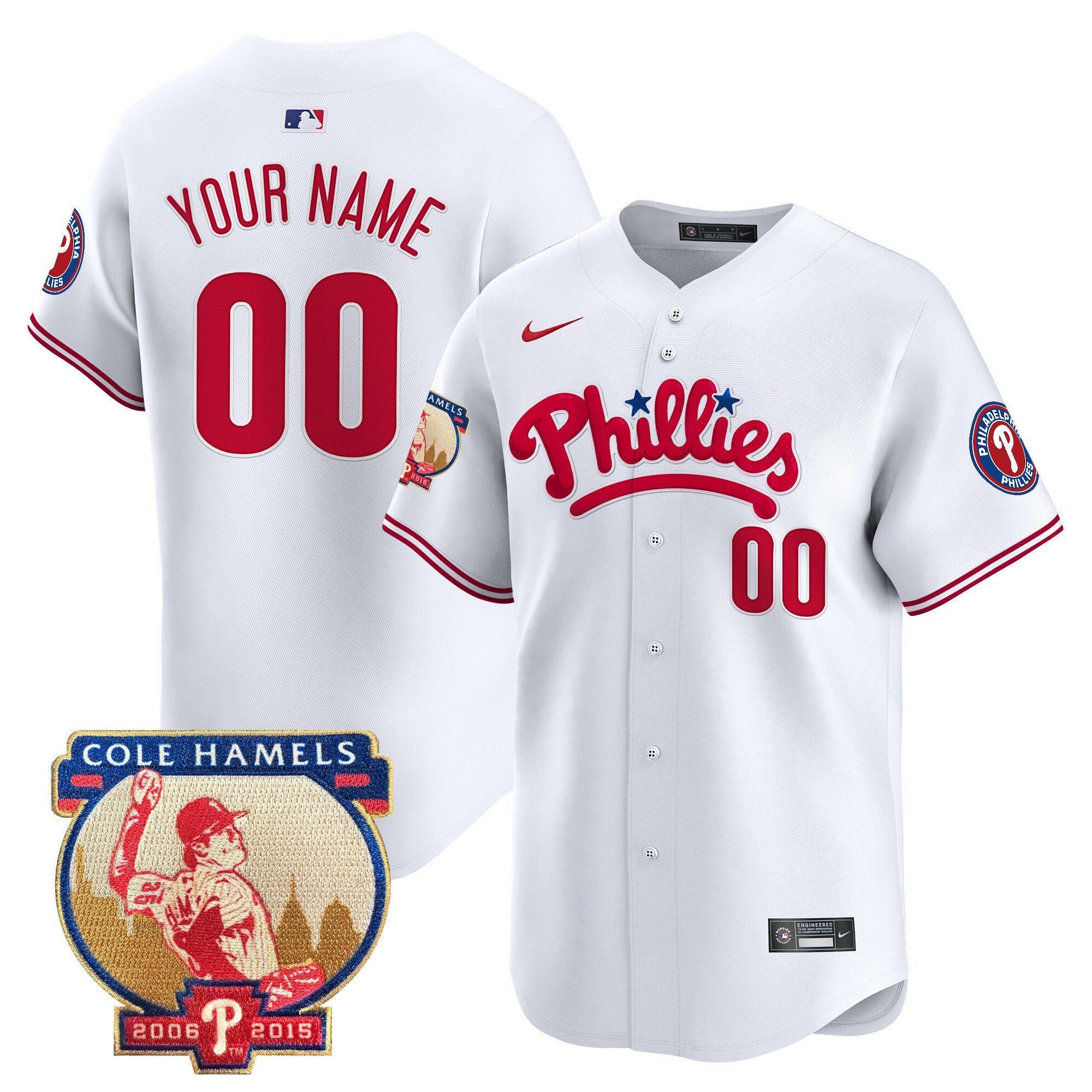 Phillies Cole Hamels Patch Vapor Premier Limited Custom Jersey - All Stitched