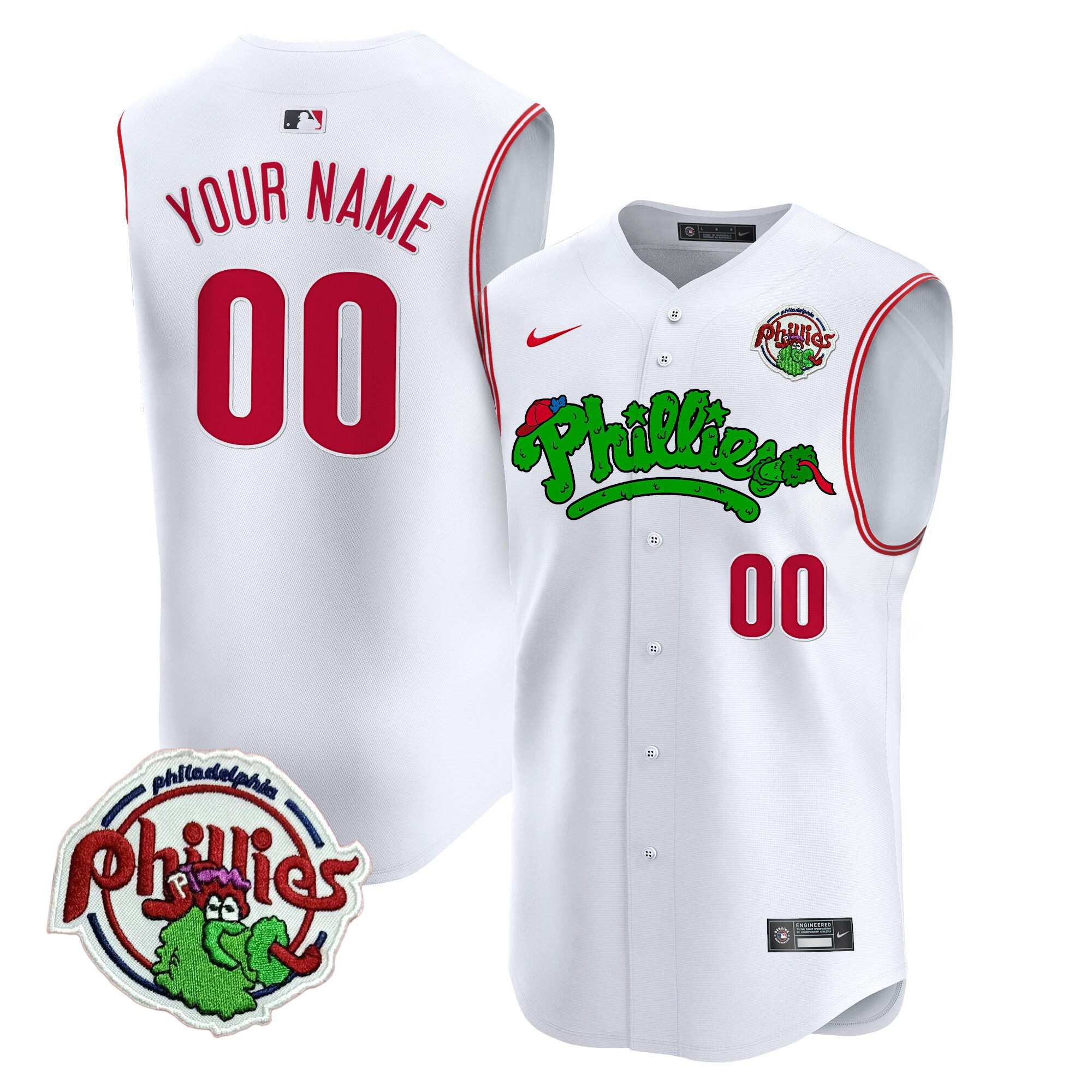 Phillies Phanatic Vapor Premier Sleeveless Custom Jersey - All Stitched
