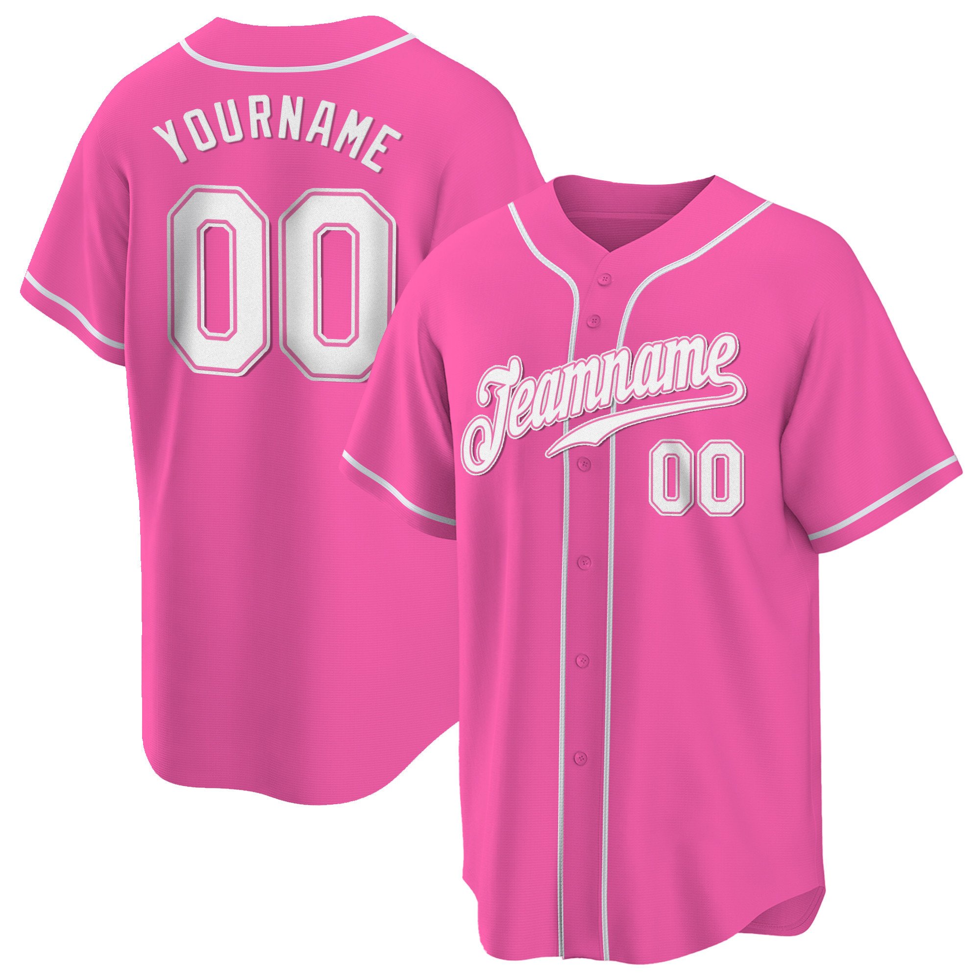 Pink White Custom Baseball Jersey