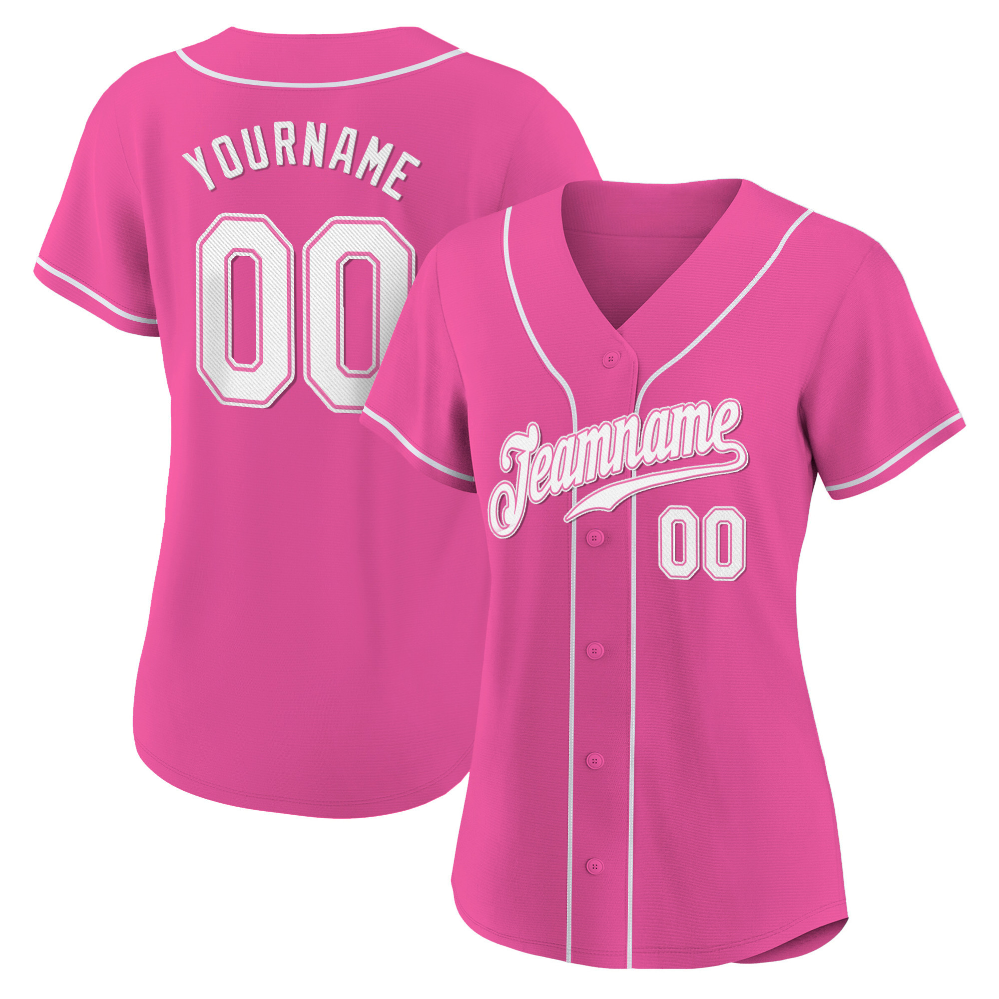 Pink White Custom Baseball Jersey