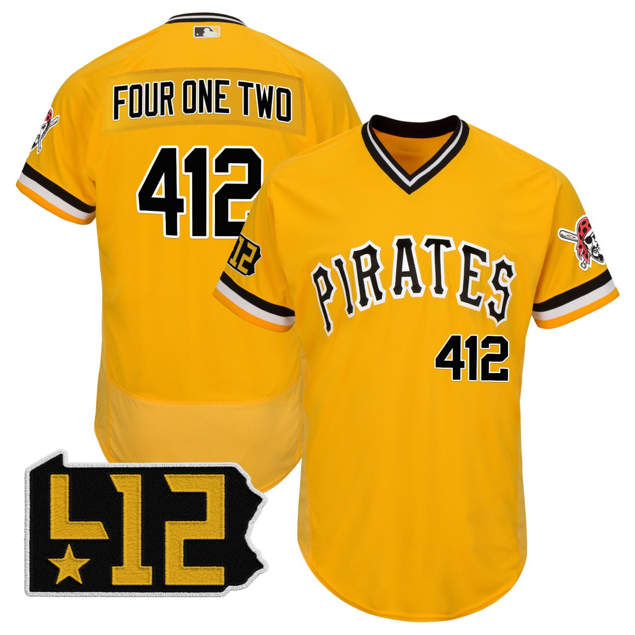 Pittsburgh Pirates 412 Majestic Alternate Gold Vapor Premier Elite Jersey - All Stitched