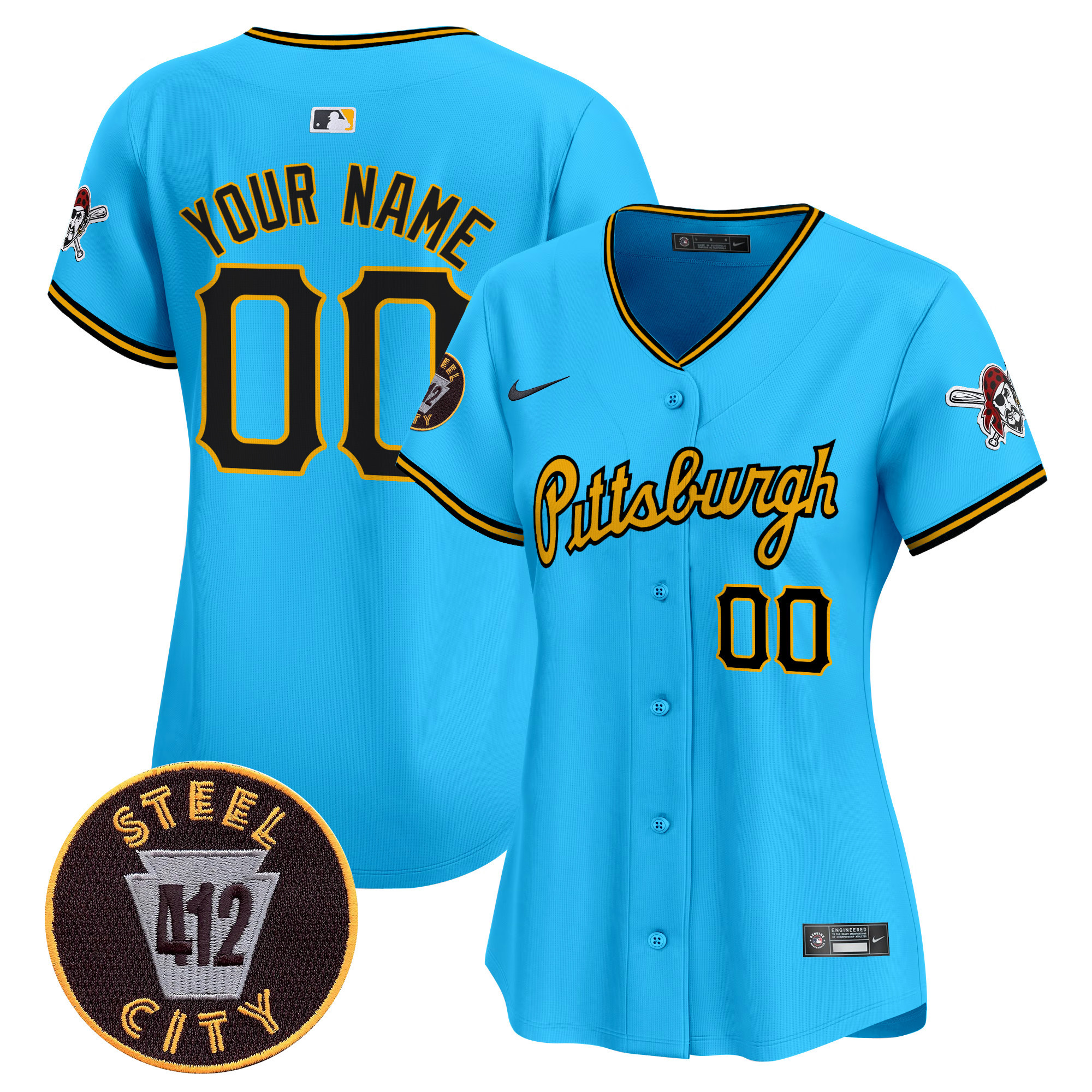 Pittsburgh Pirates 412 Patch Vapor Premier Limited Custom Jersey V4 - All Stitched
