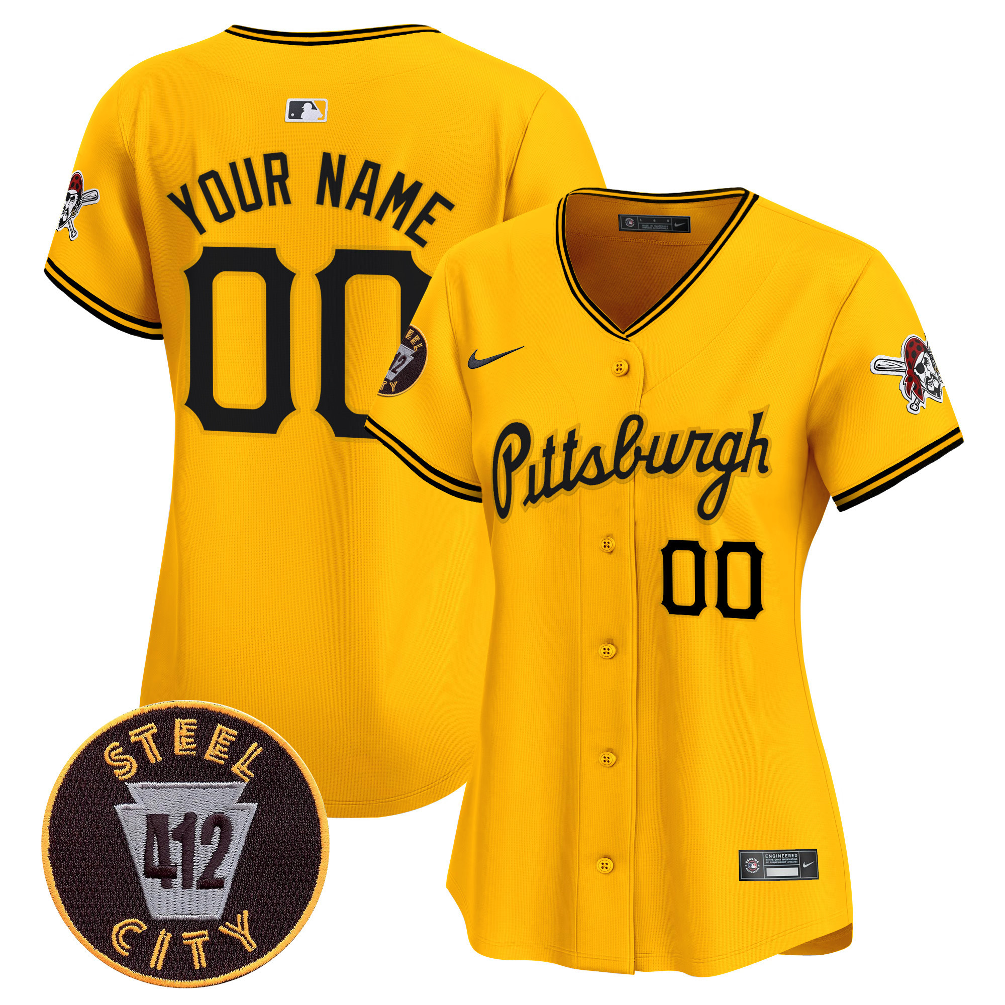Pittsburgh Pirates 412 Patch Vapor Premier Limited Custom Jersey V4 - All Stitched