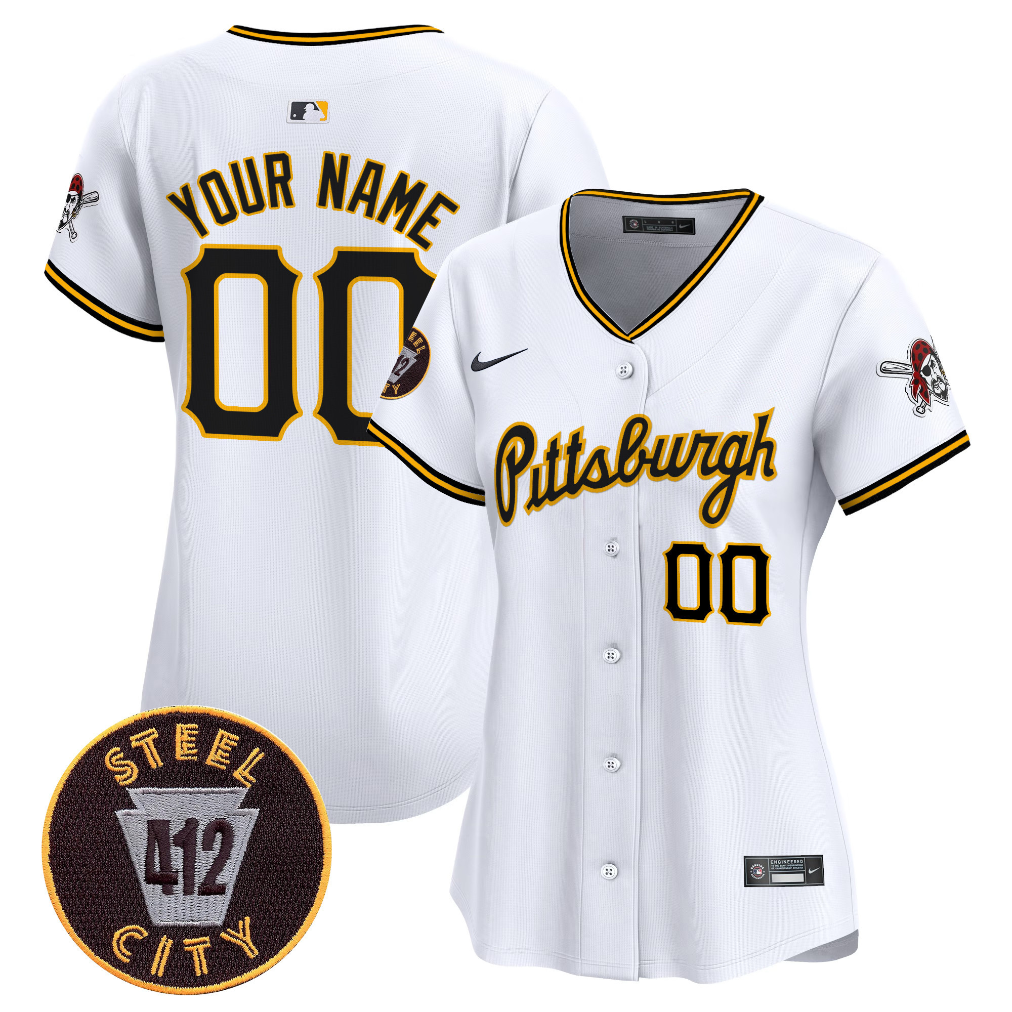 Pittsburgh Pirates 412 Patch Vapor Premier Limited Custom Jersey V4 - All Stitched