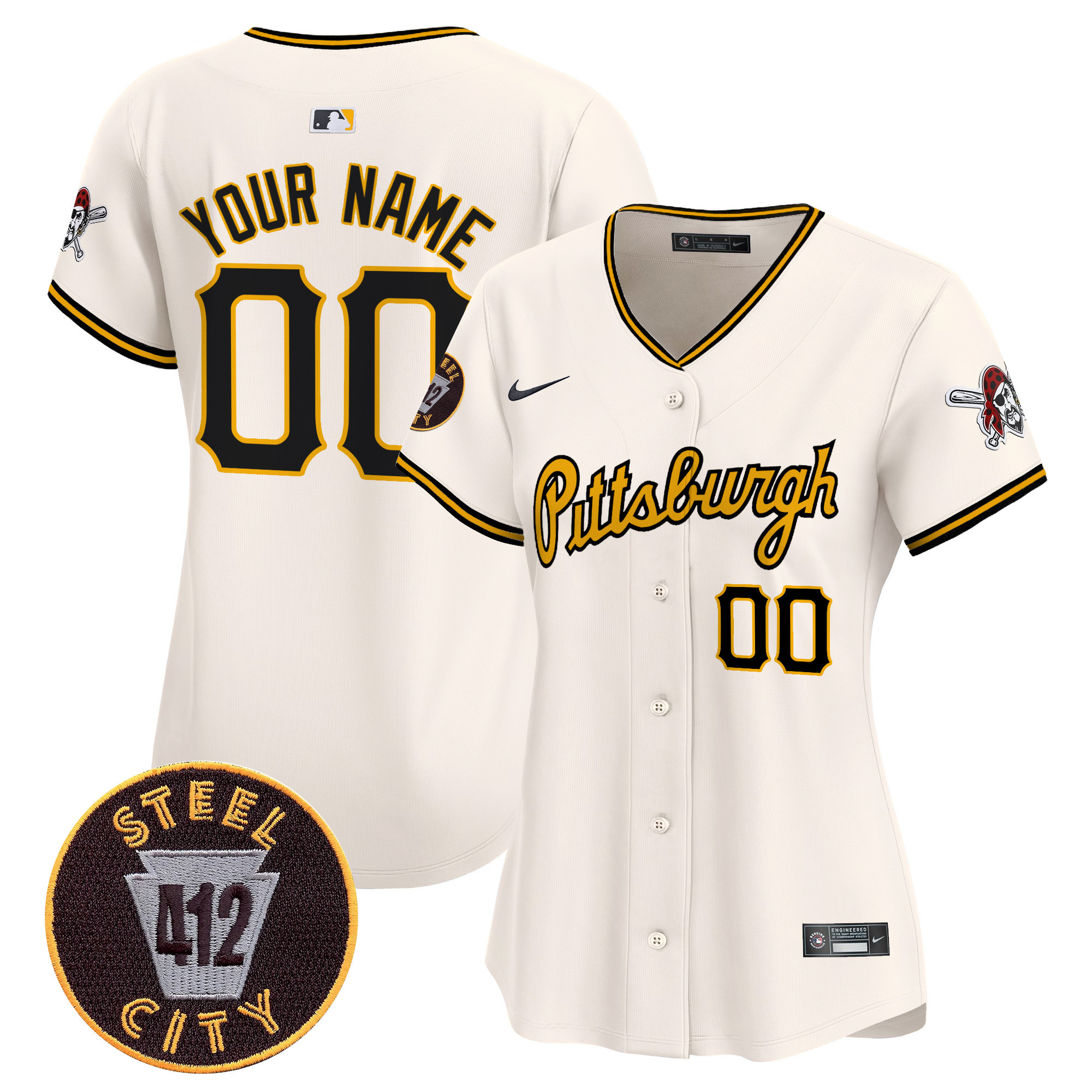 Pittsburgh Pirates 412 Patch Vapor Premier Limited Custom Jersey V4 - All Stitched