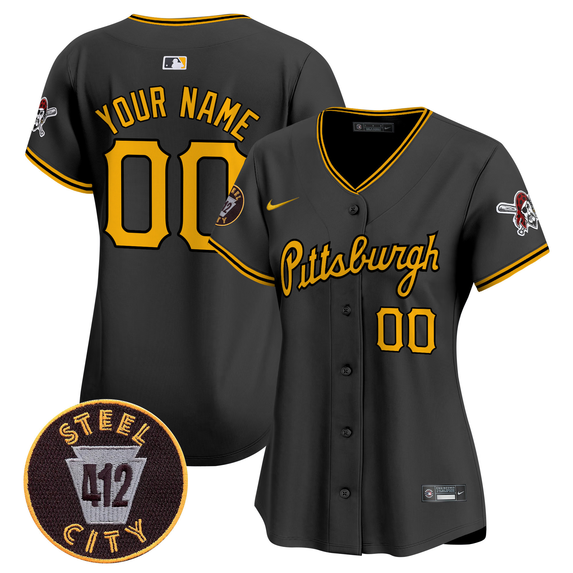 Pittsburgh Pirates 412 Patch Vapor Premier Limited Custom Jersey V4 - All Stitched