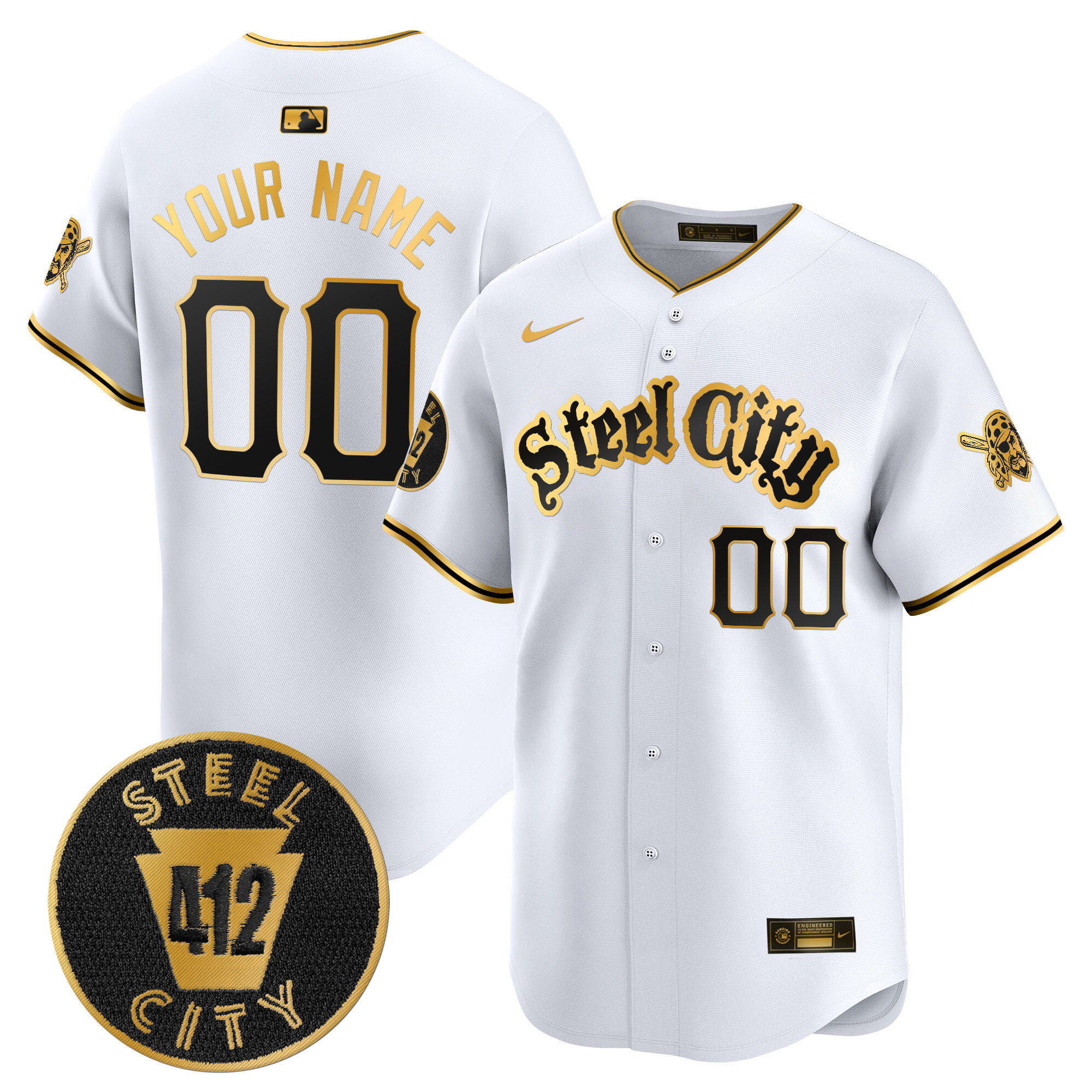 Pittsburgh Pirates 412 Patch Vapor Premier Limited Custom Jersey V5 - All Stitched