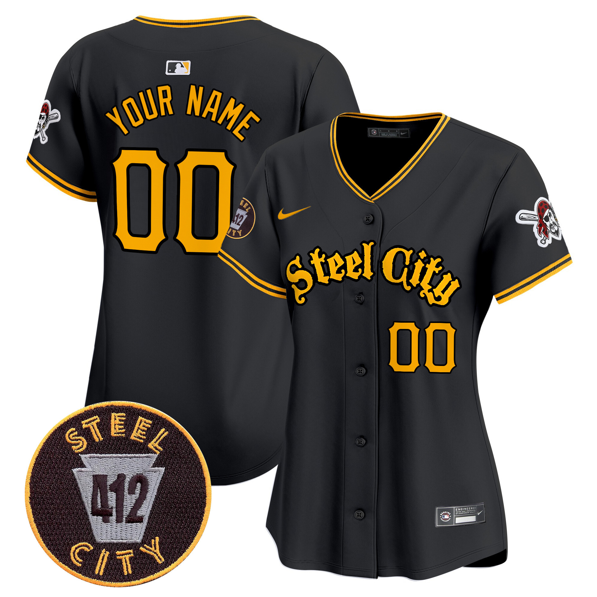 Pittsburgh Pirates 412 Patch Vapor Premier Limited Custom Jersey V5 - All Stitched
