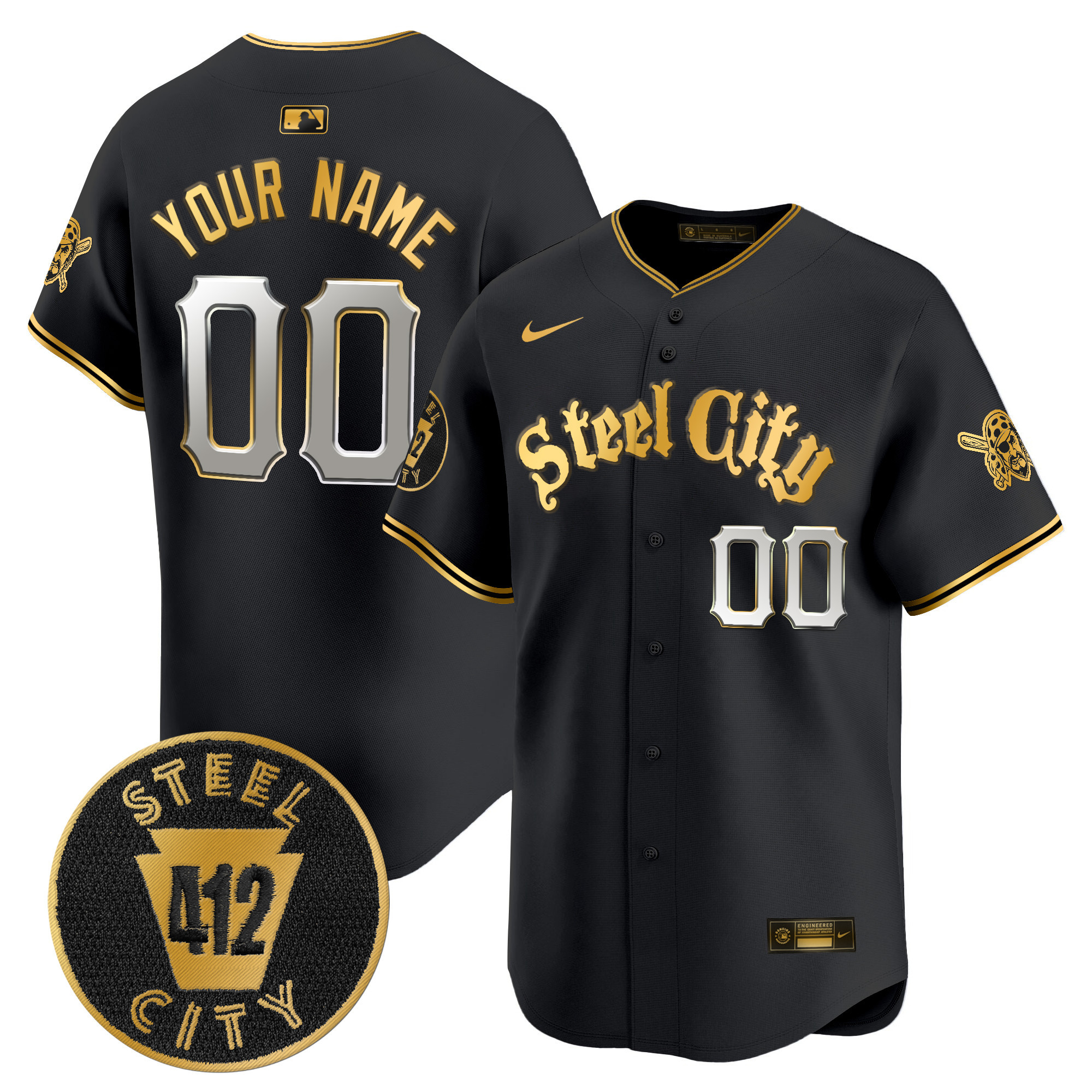 Pittsburgh Pirates 412 Patch Vapor Premier Limited Custom Jersey V5 - All Stitched