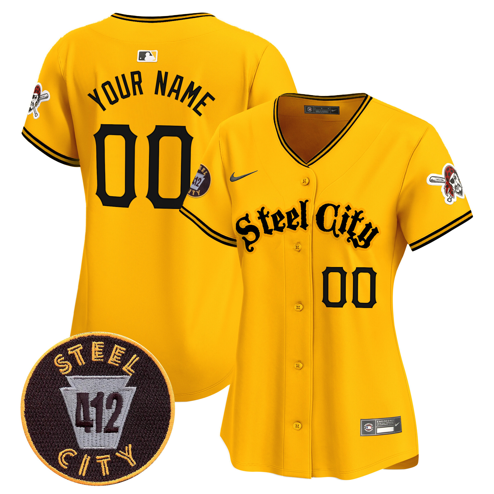 Pittsburgh Pirates 412 Patch Vapor Premier Limited Custom Jersey V5 - All Stitched