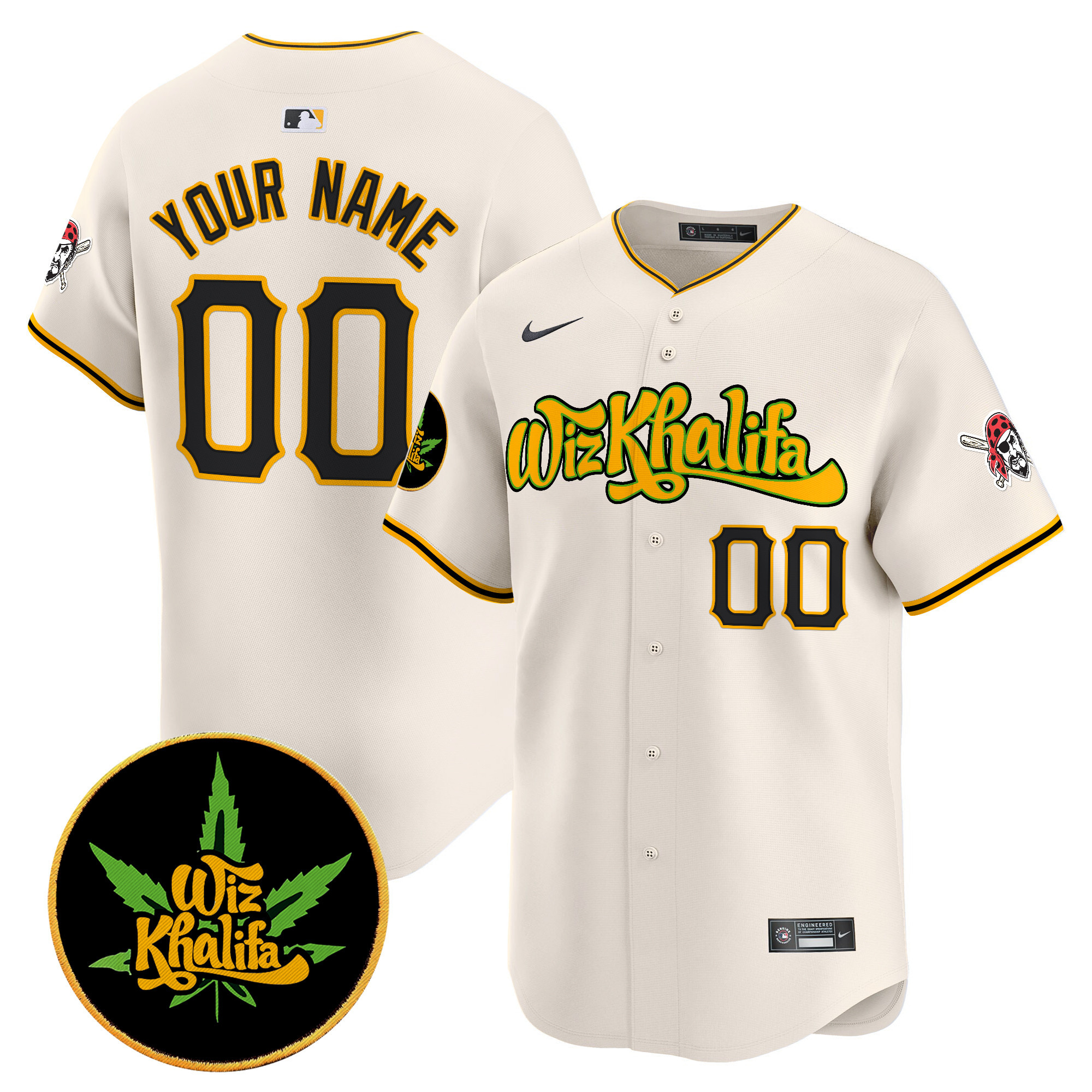 Pittsburgh Pirates Wiz Khalifa Vapor Premier Limited Custom Jersey - All Stitched